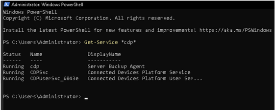 PowerShell showing CDP agent running