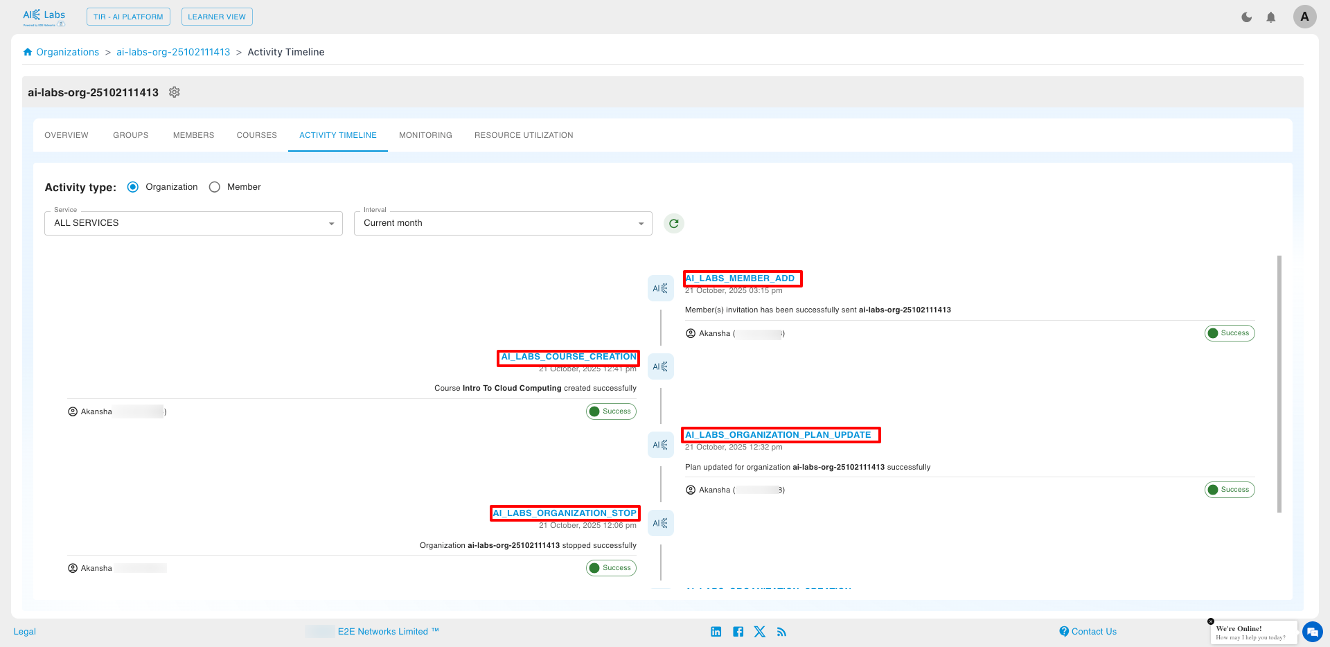 Activity Timeline