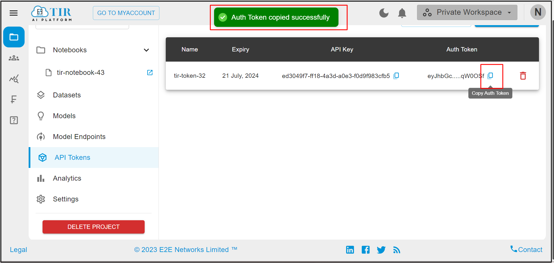 Copy Authentication Token