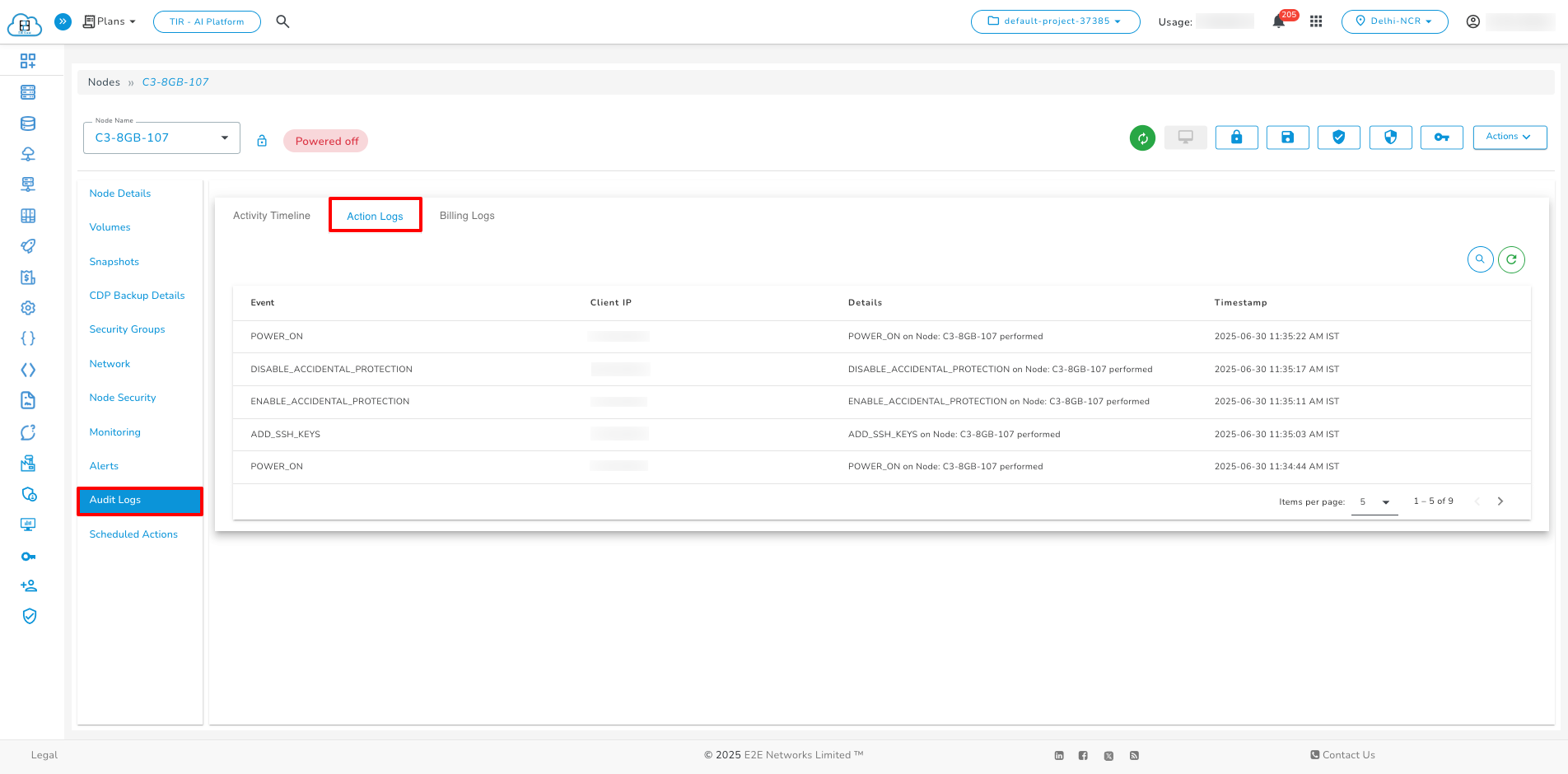 Audit Log Actions