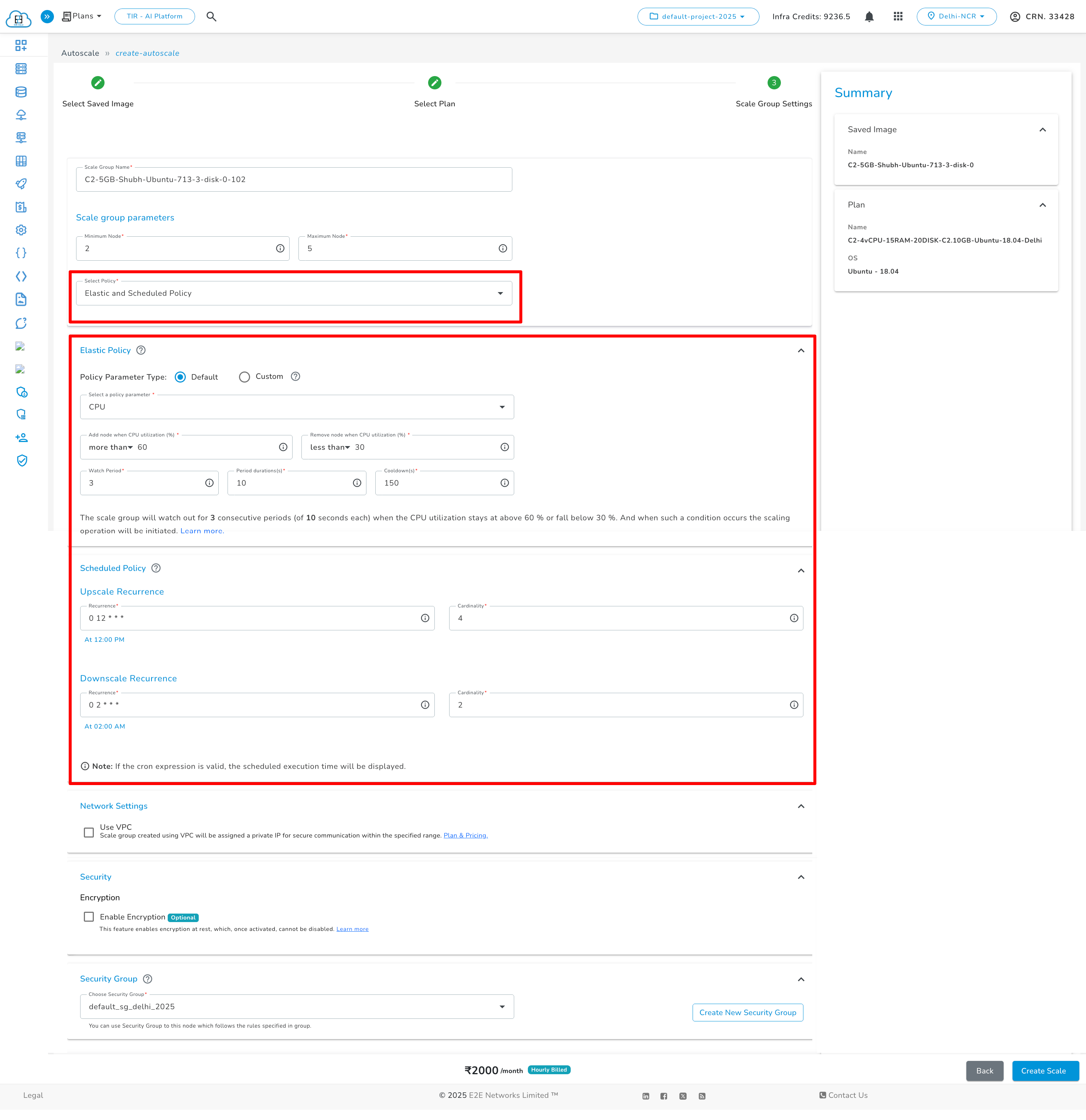 Autoscale Encryption Create