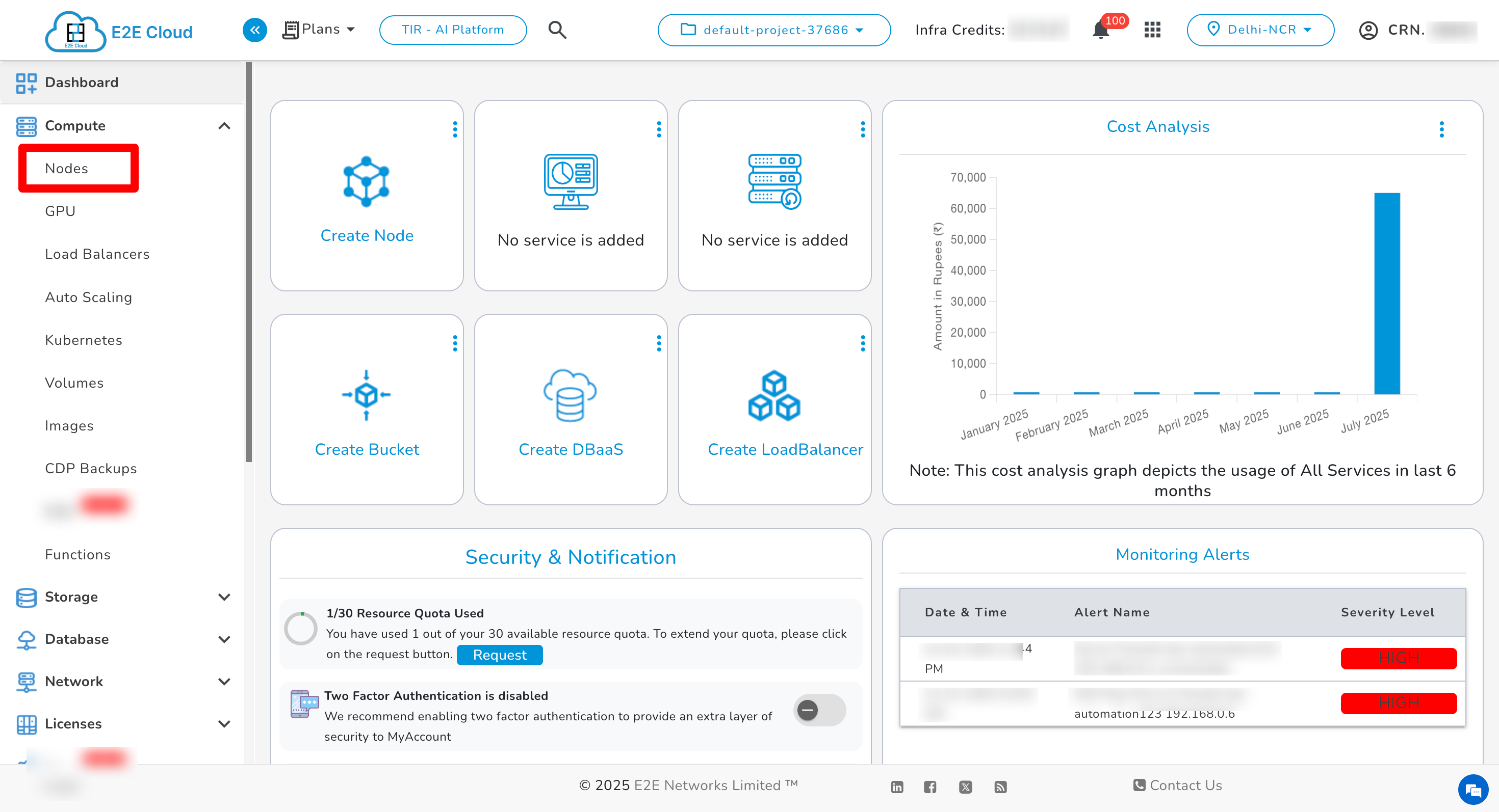 Dashboard Node Page