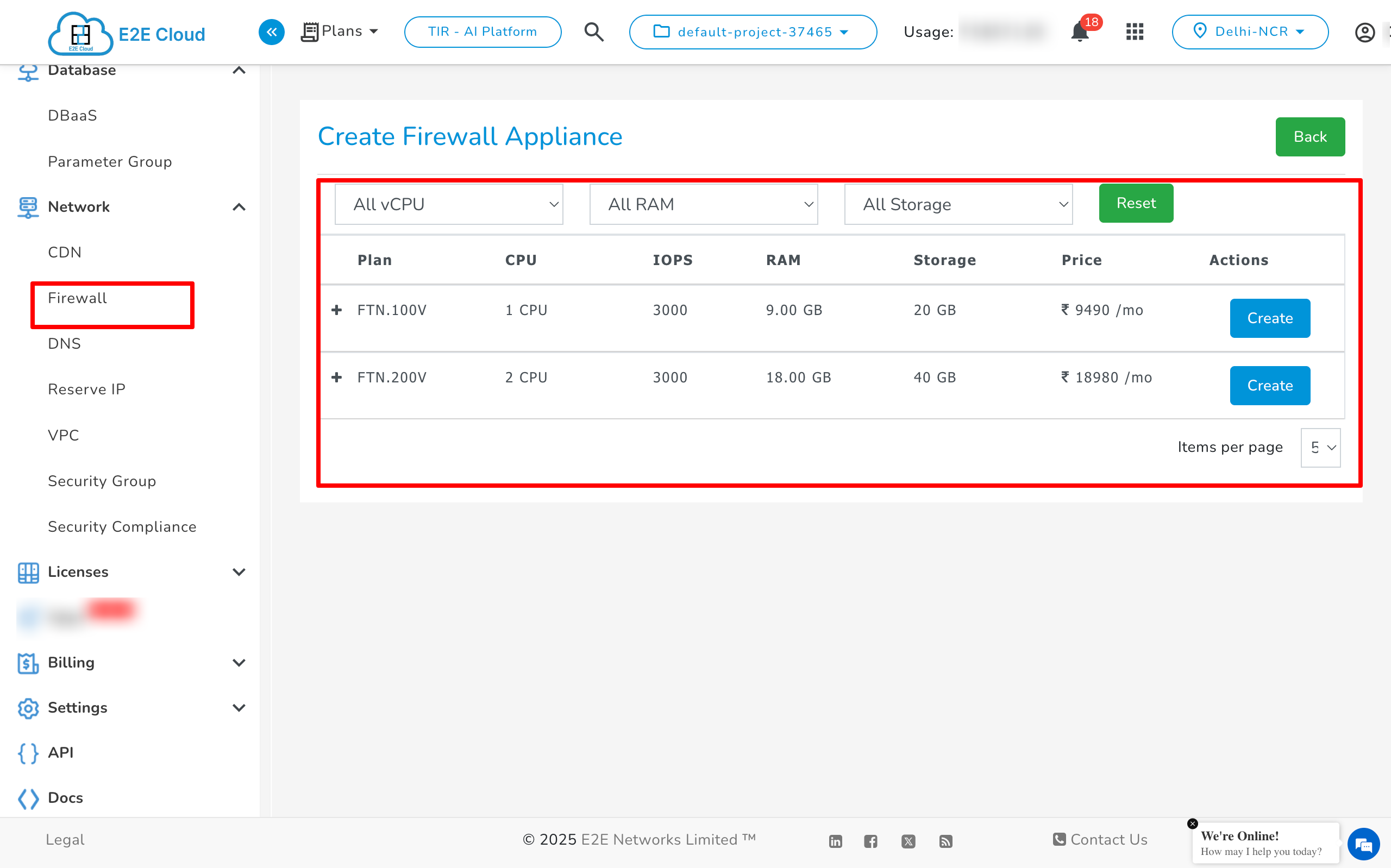 Create Firewall Appliance