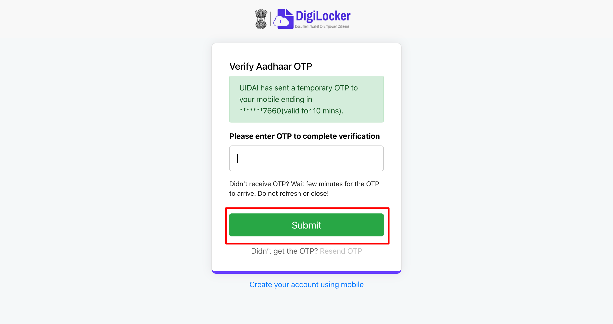 Proceed to Digilocker