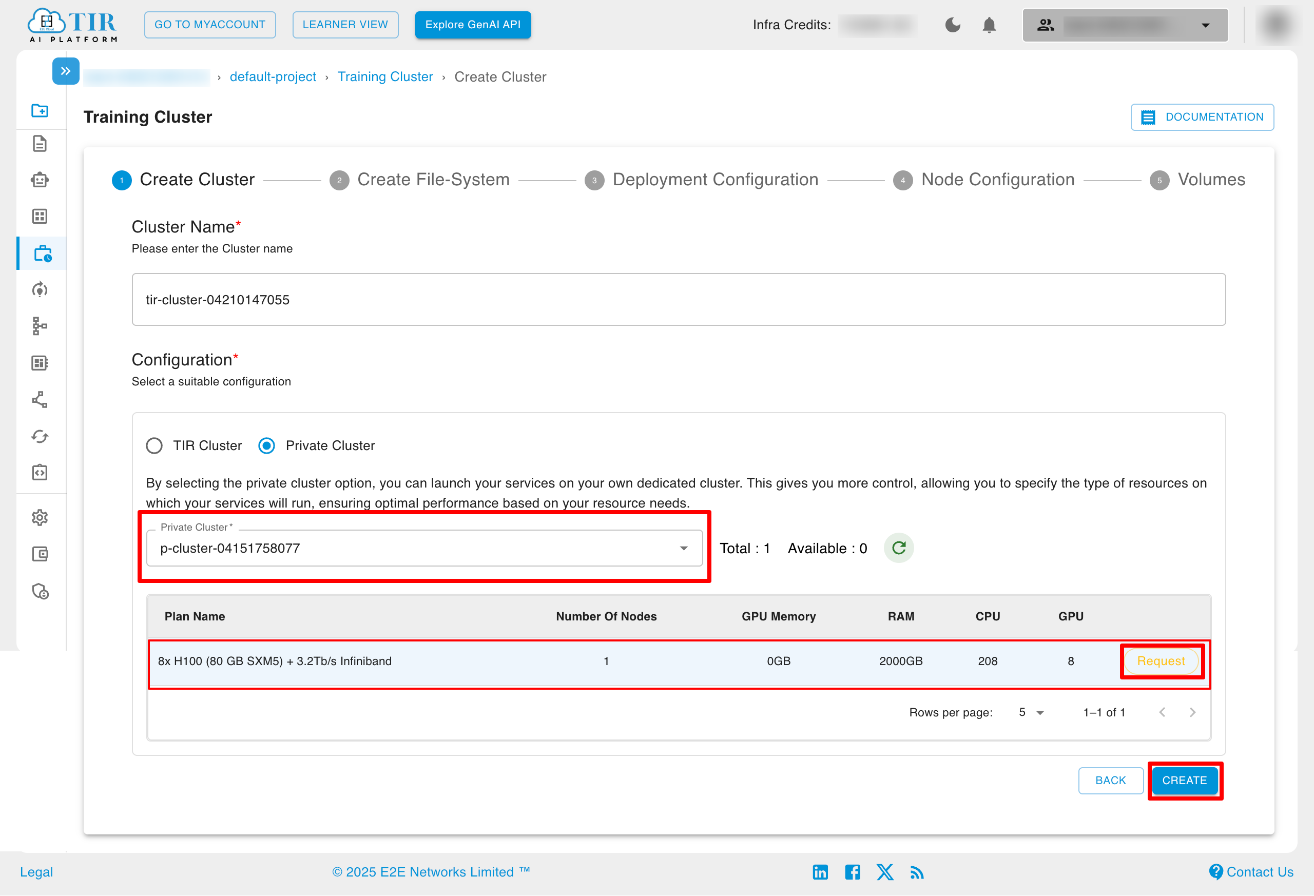 Create Private Cluster Configuration