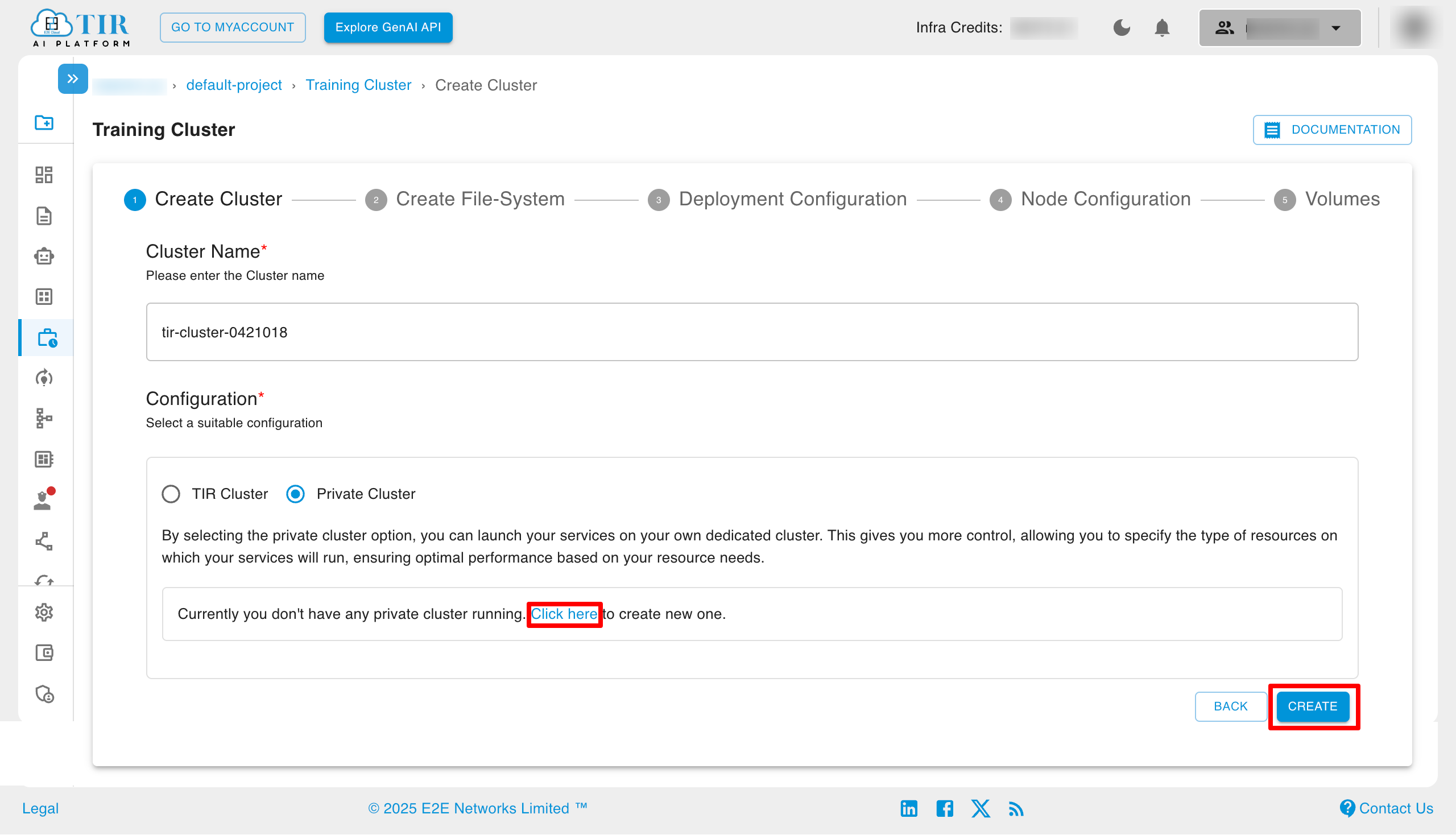 Create Private Cluster Configuration