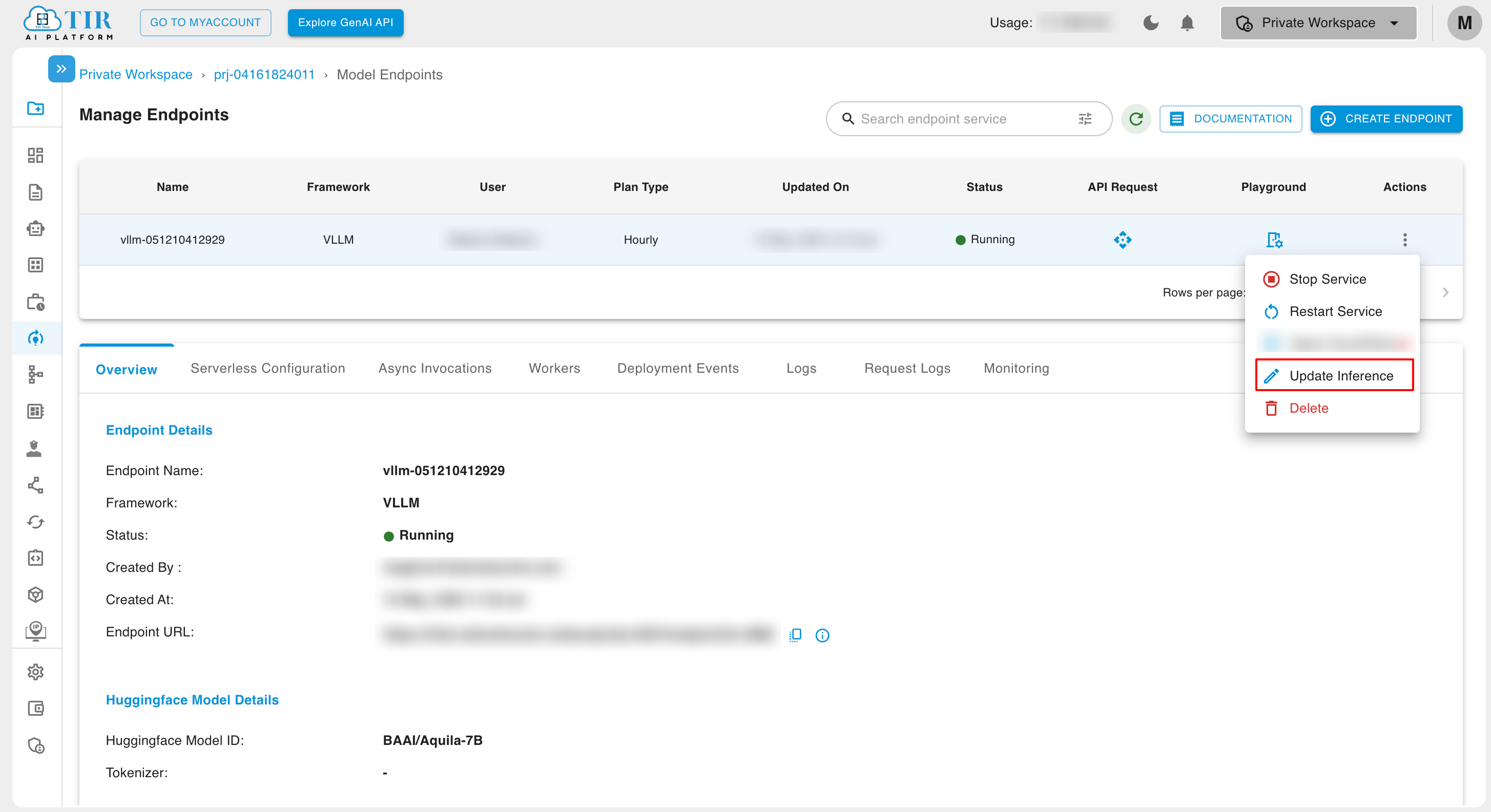 Update Model Endpoint
