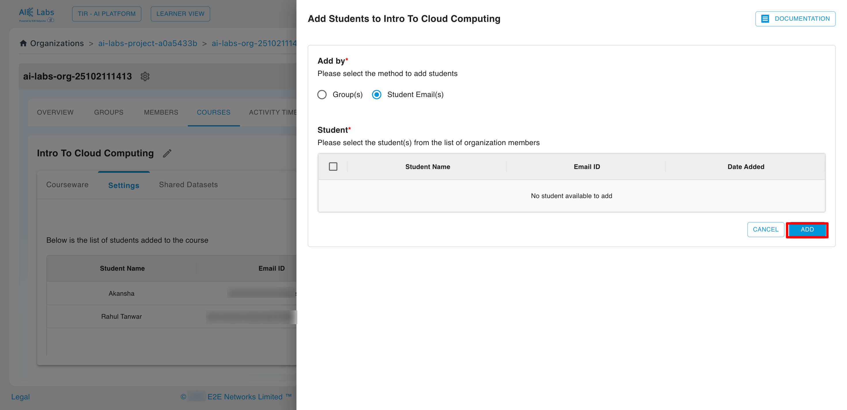 Add Module Modal