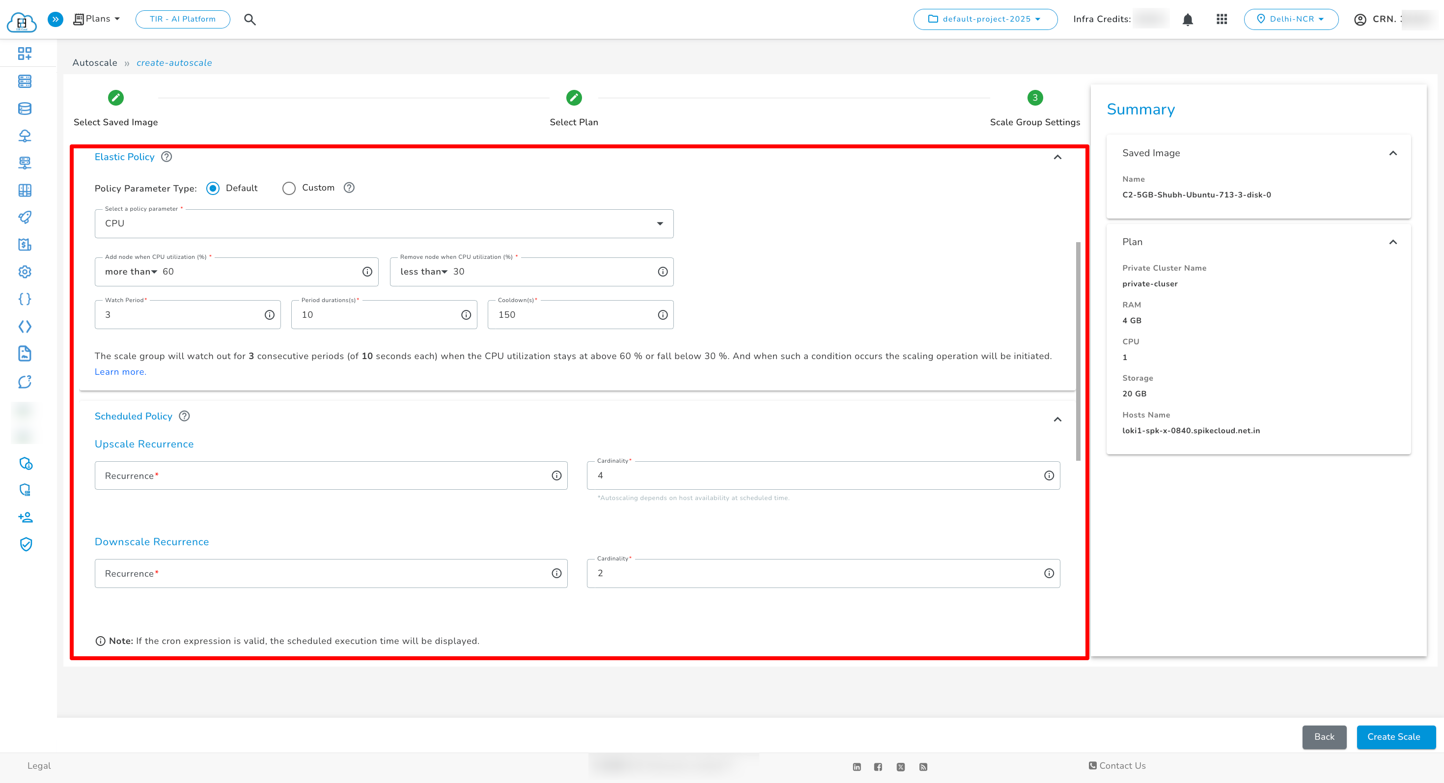 Elastic + Scheduled Policy