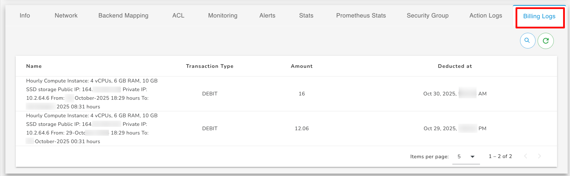 Billing Logs