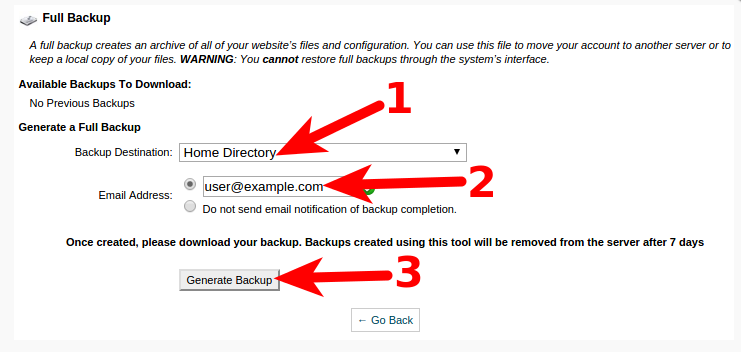 Generate Backup