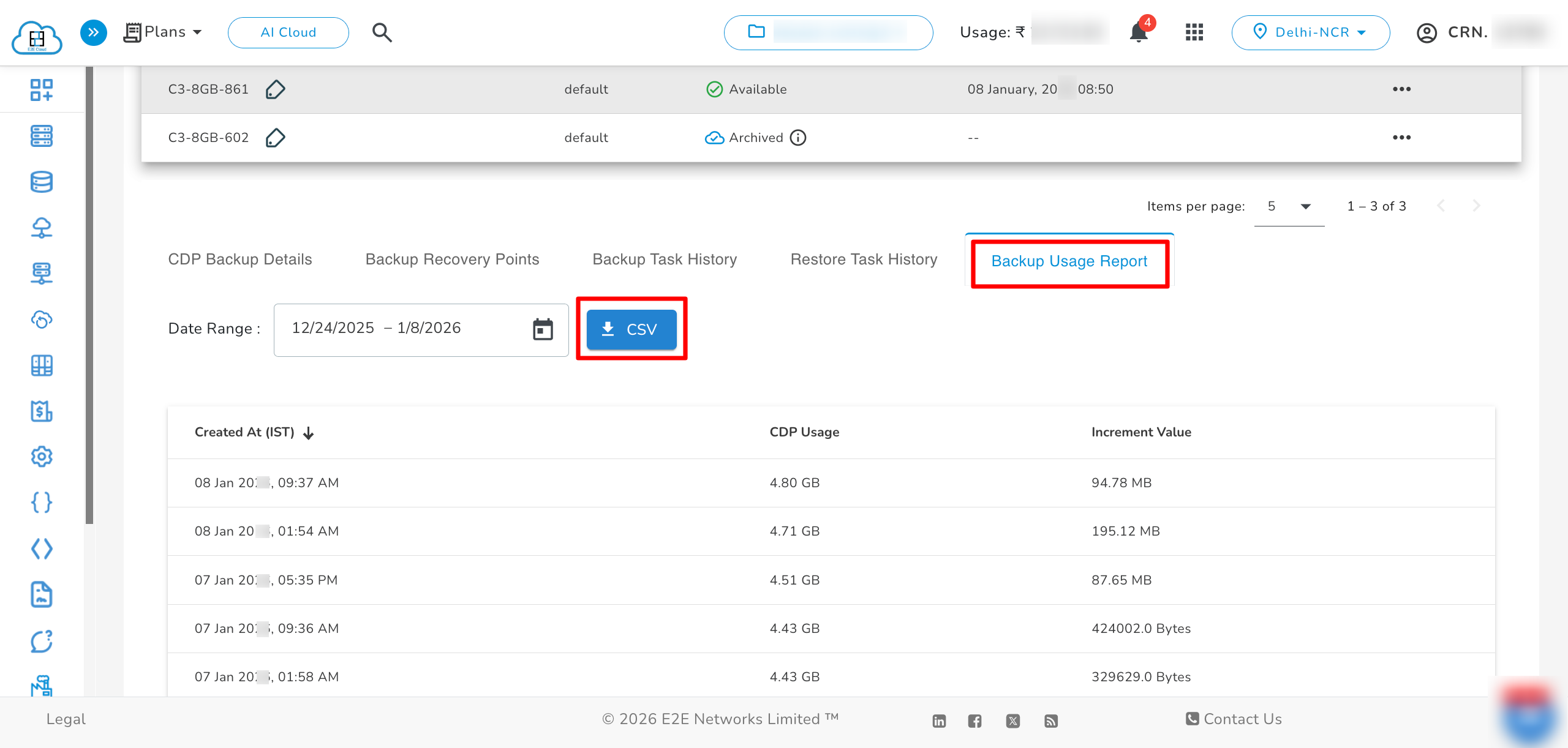 Backup Task History