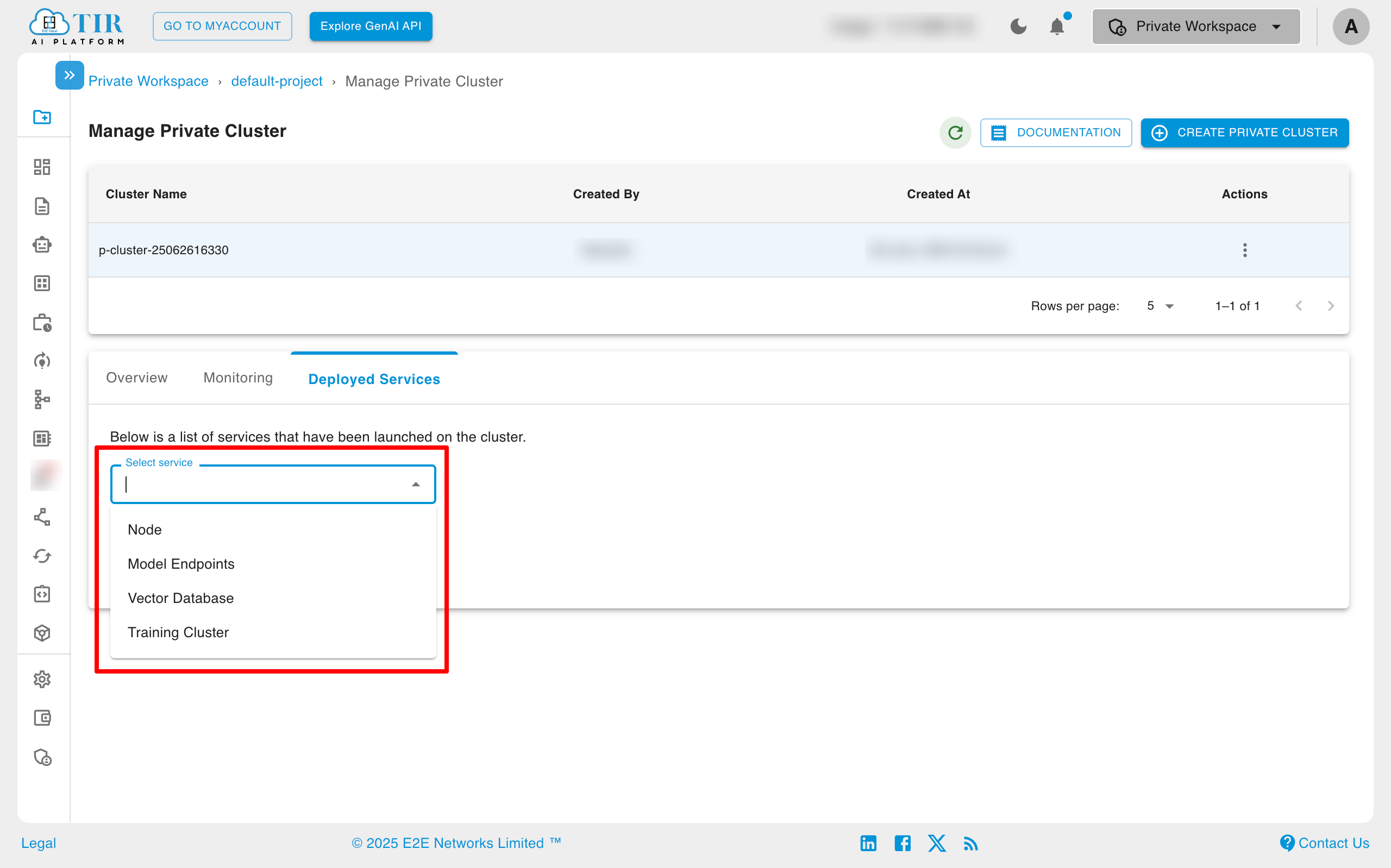 Private Cluster Services