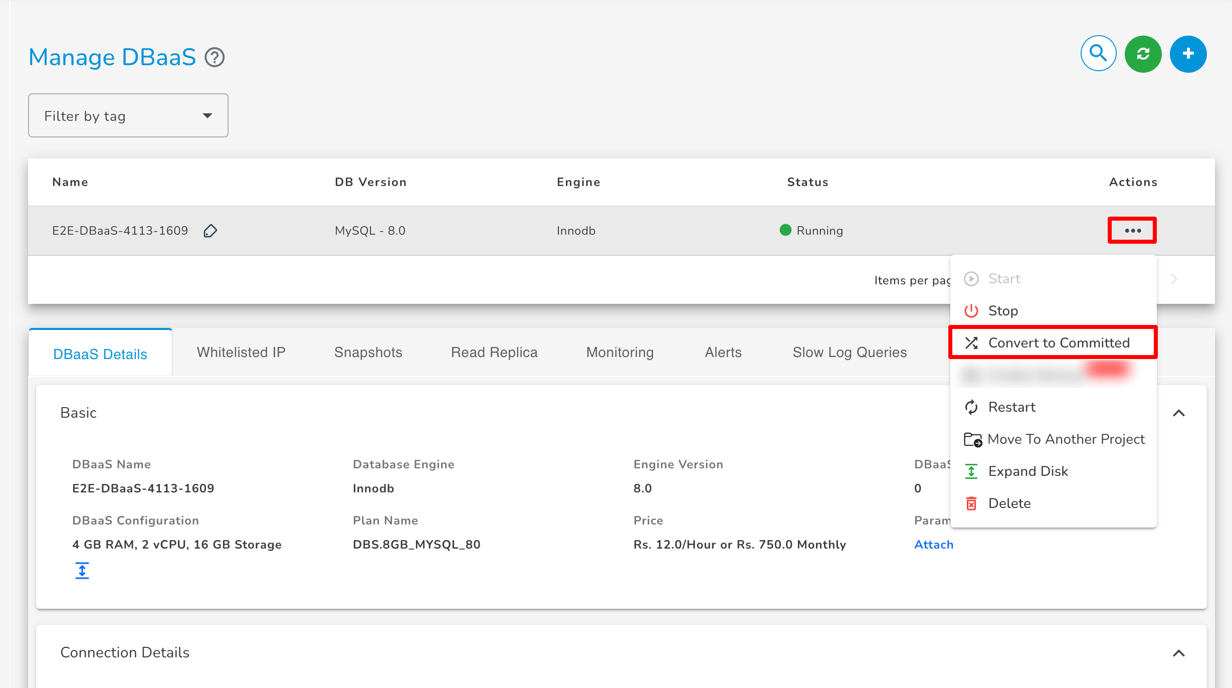 DBaaS Dashboard