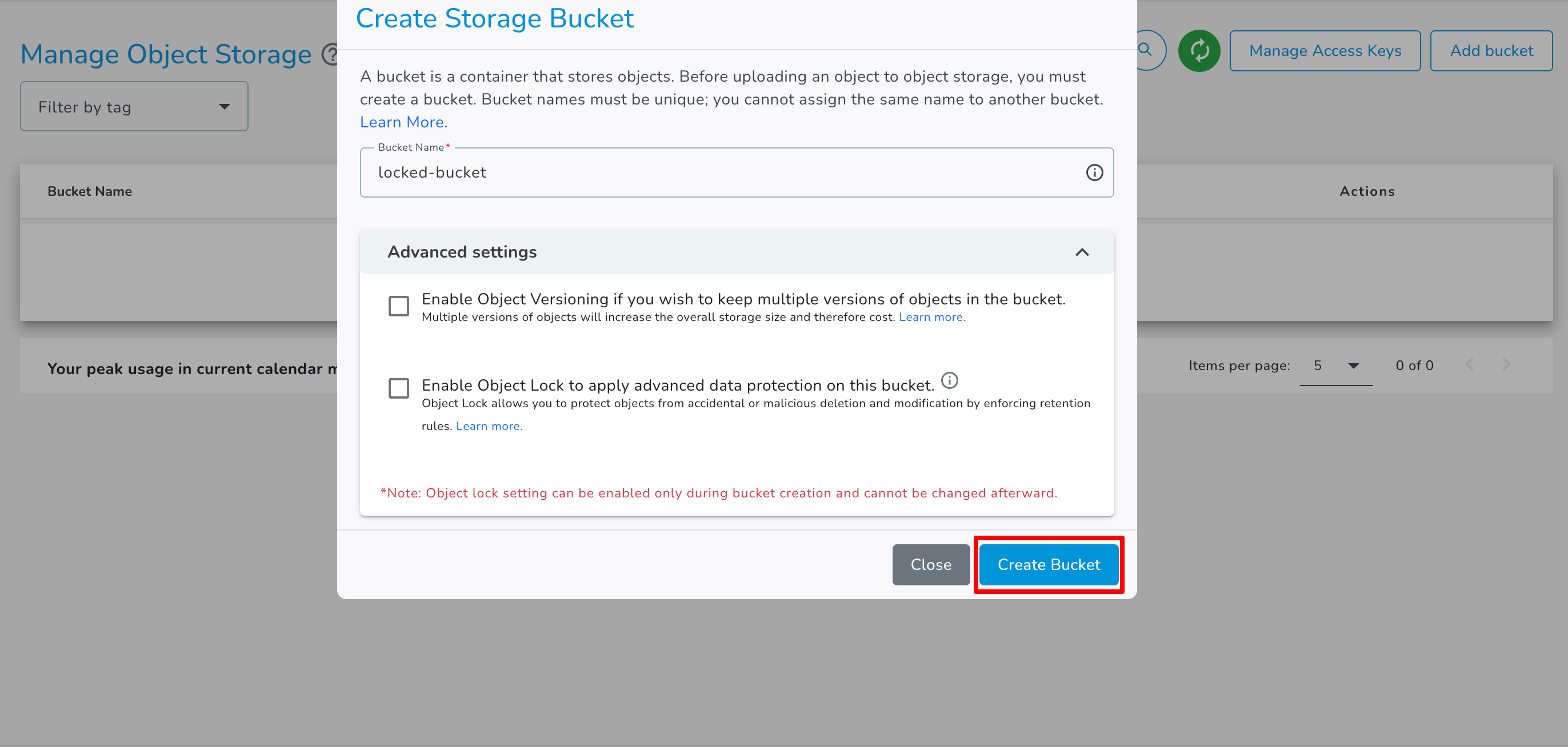 Create Bucket Step 3