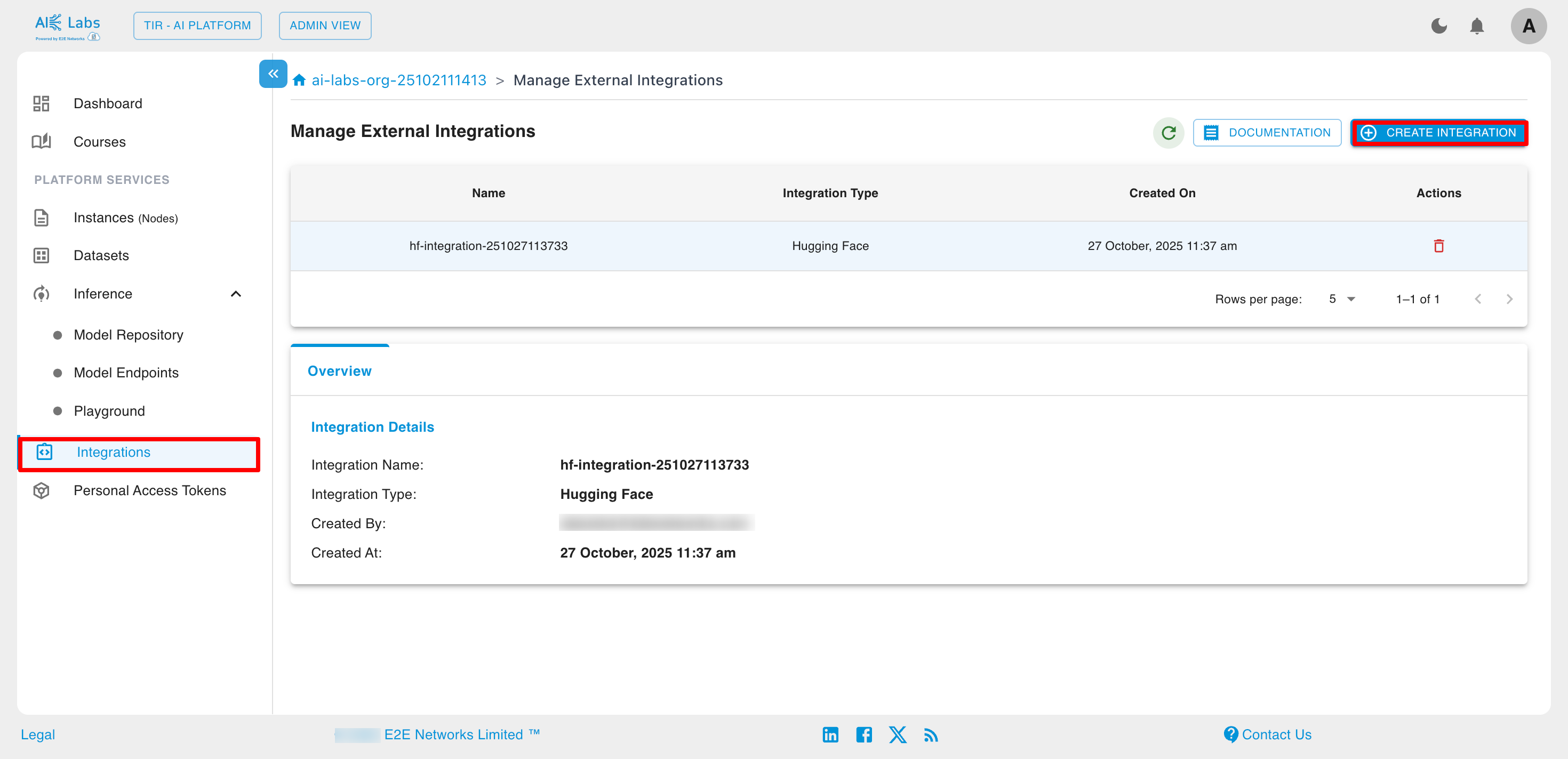 Integration Dashboard