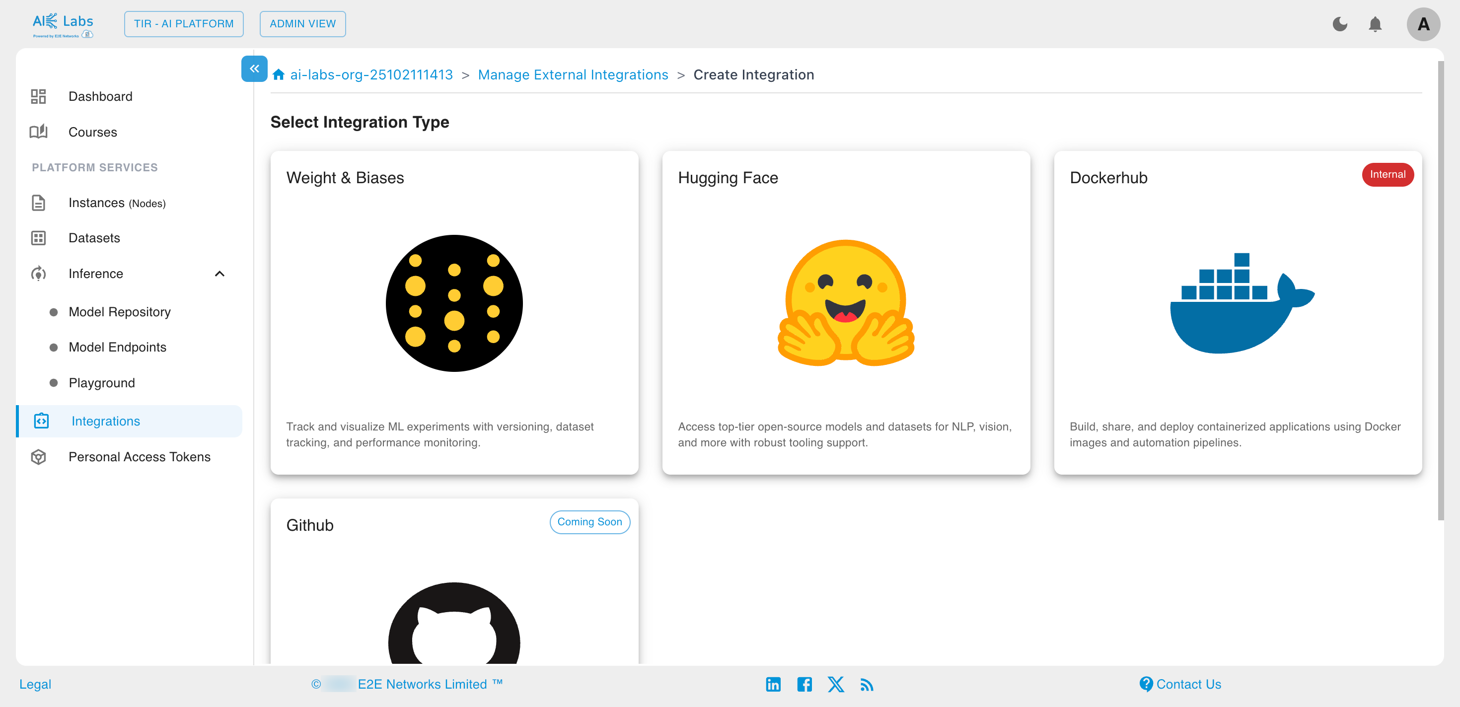 Integration type list