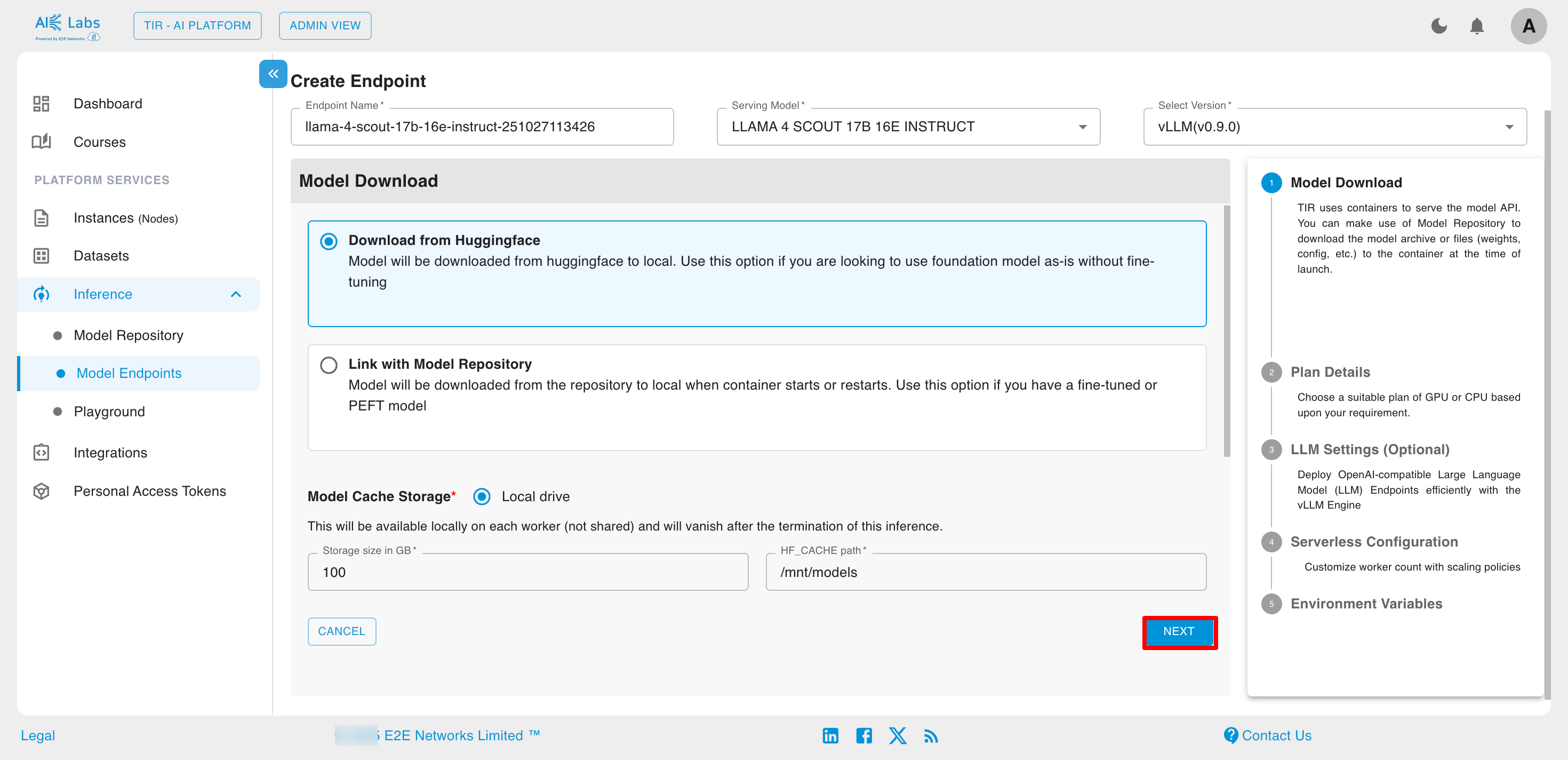 Model Endpoint Download