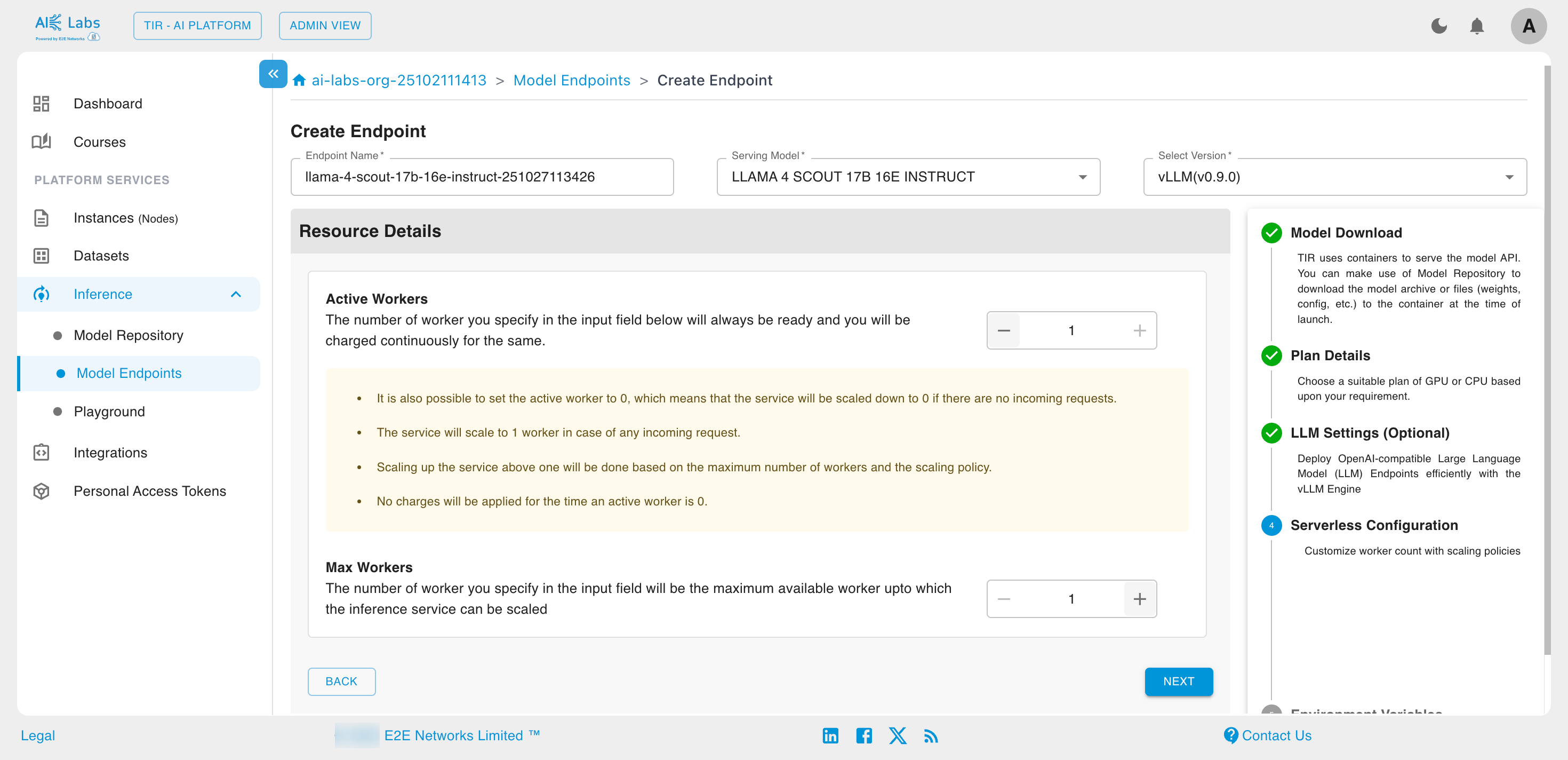Model Endpoint Worker Settings