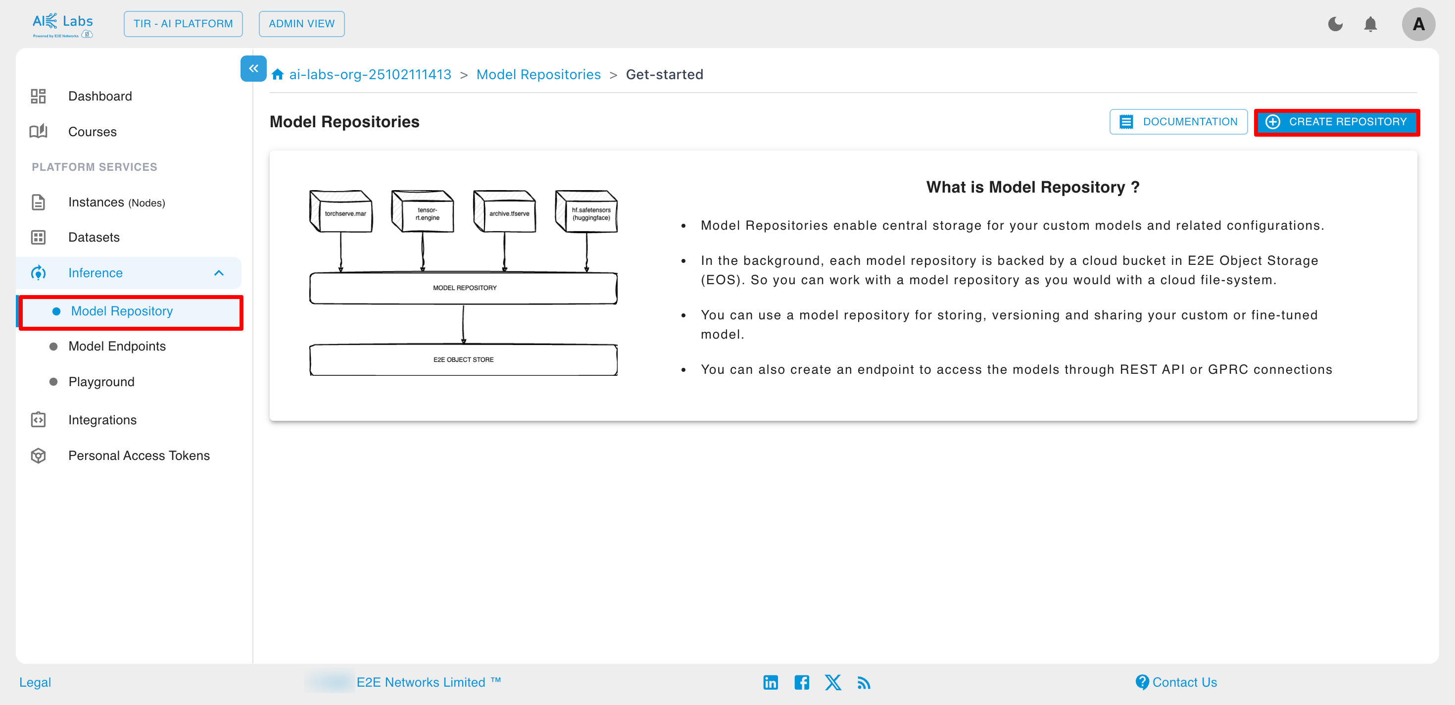 Model Repository Dashboard