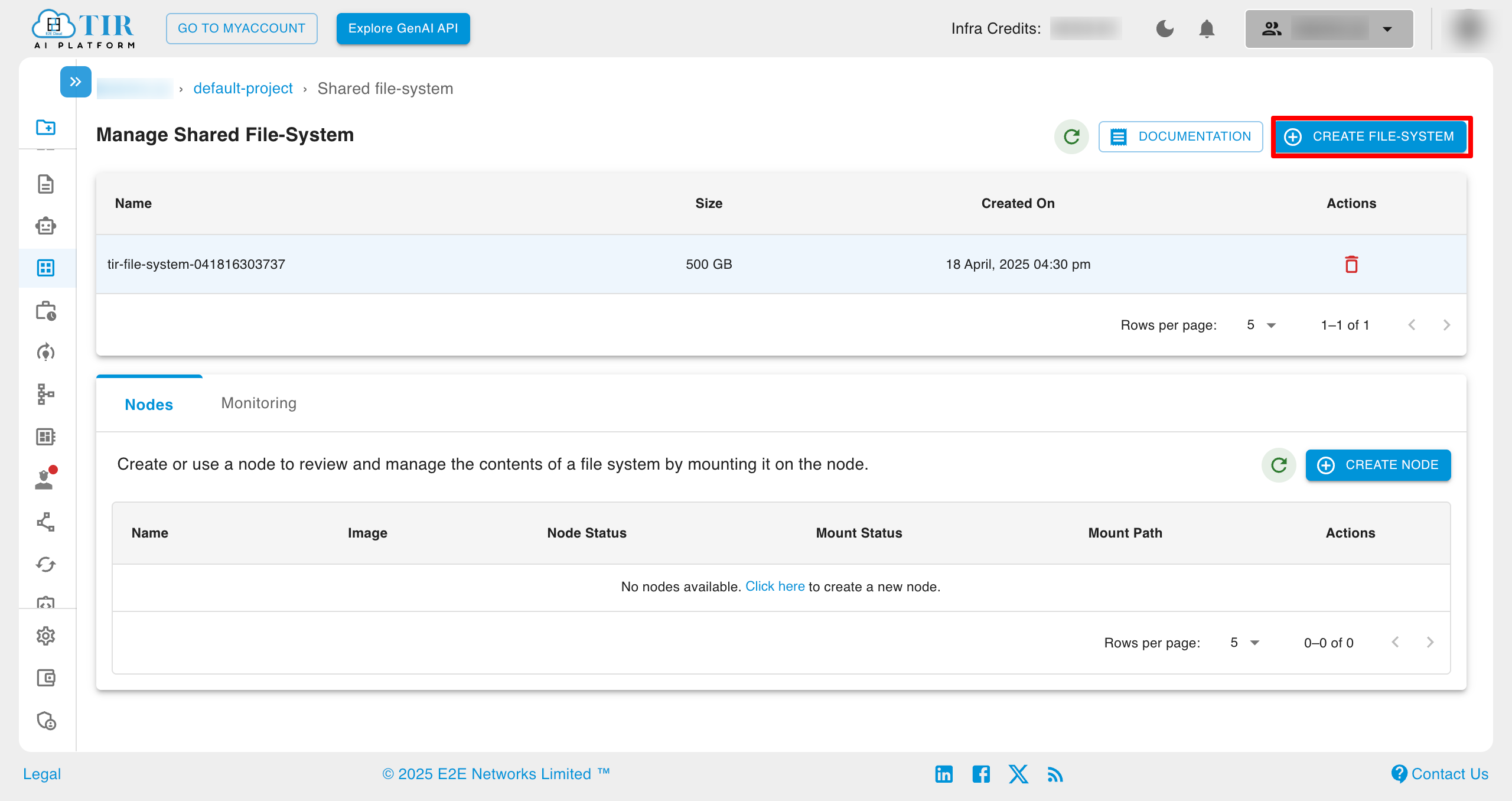 Shared File-System Create