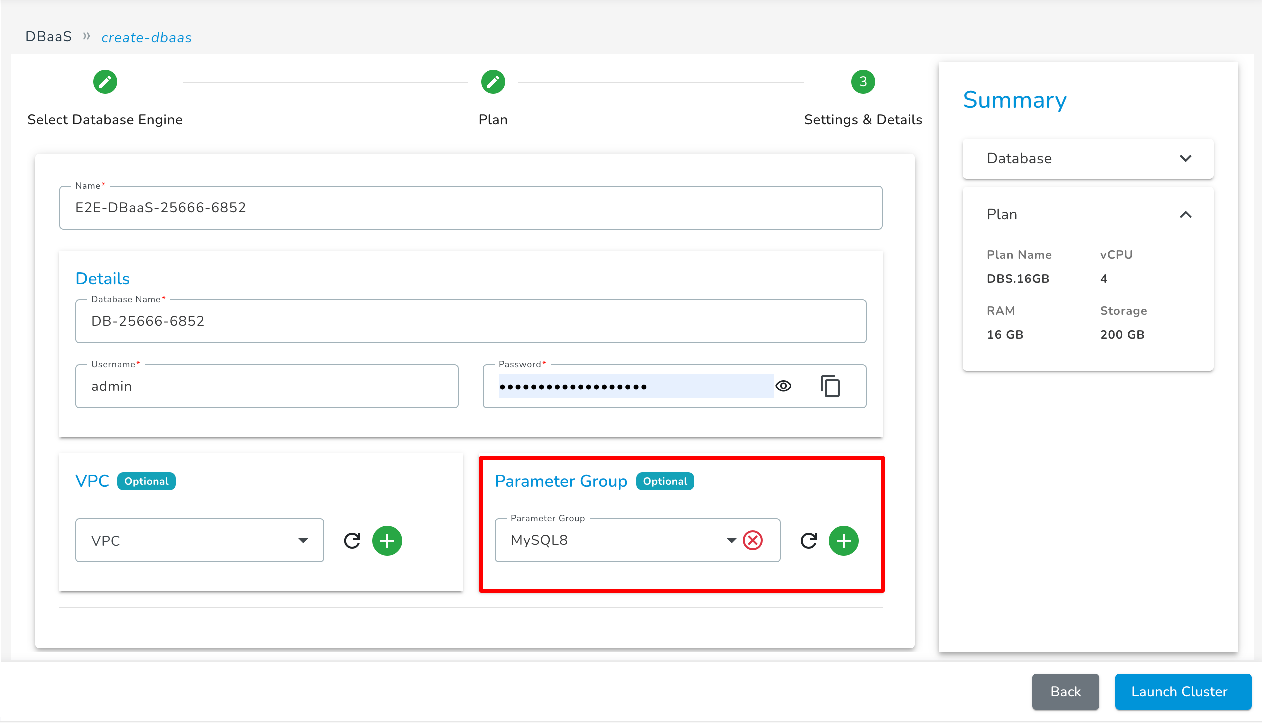 Select Parameter Group