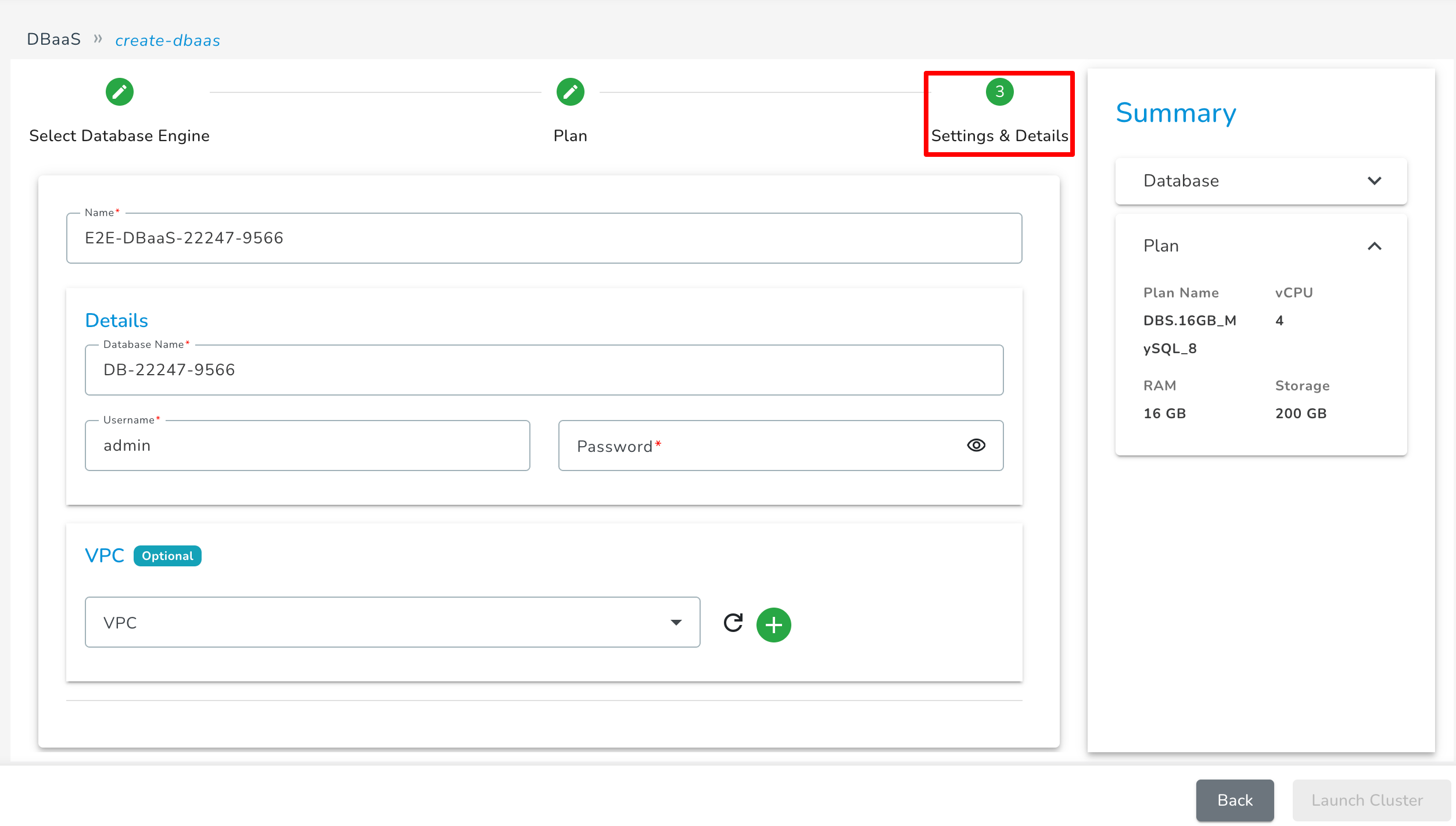 DBaaS Details