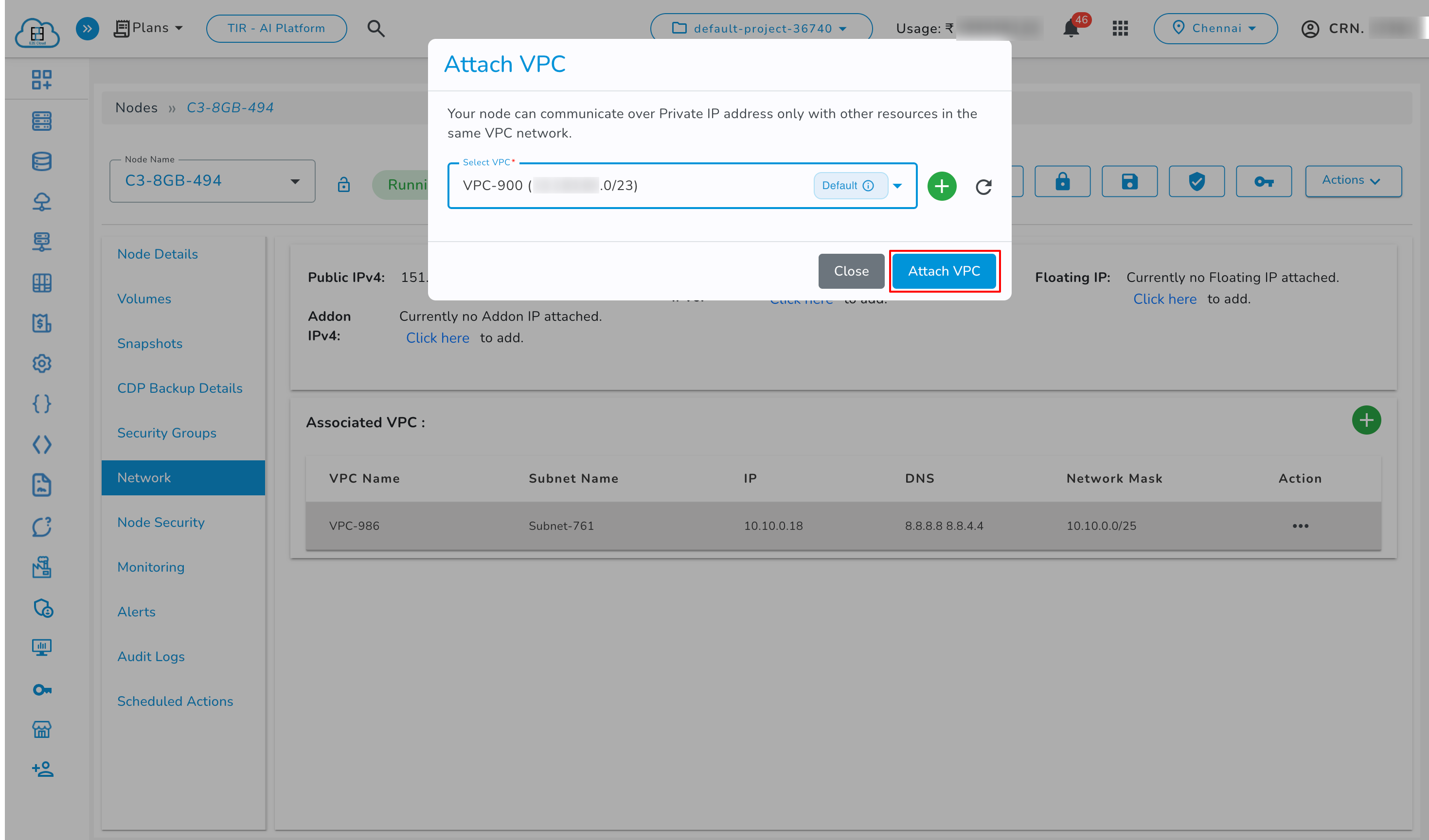 Attach VPC