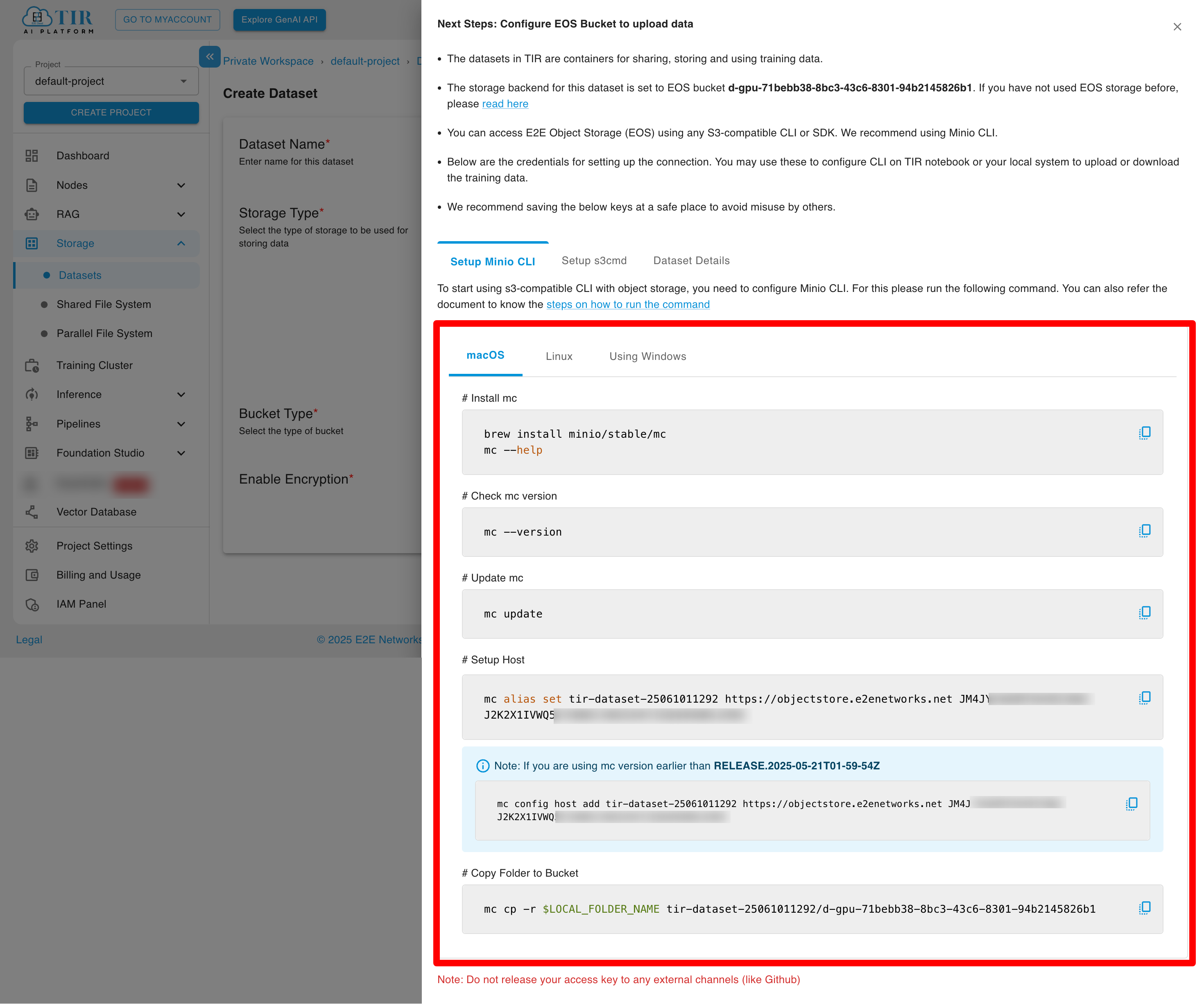 Setup EOS Bucket