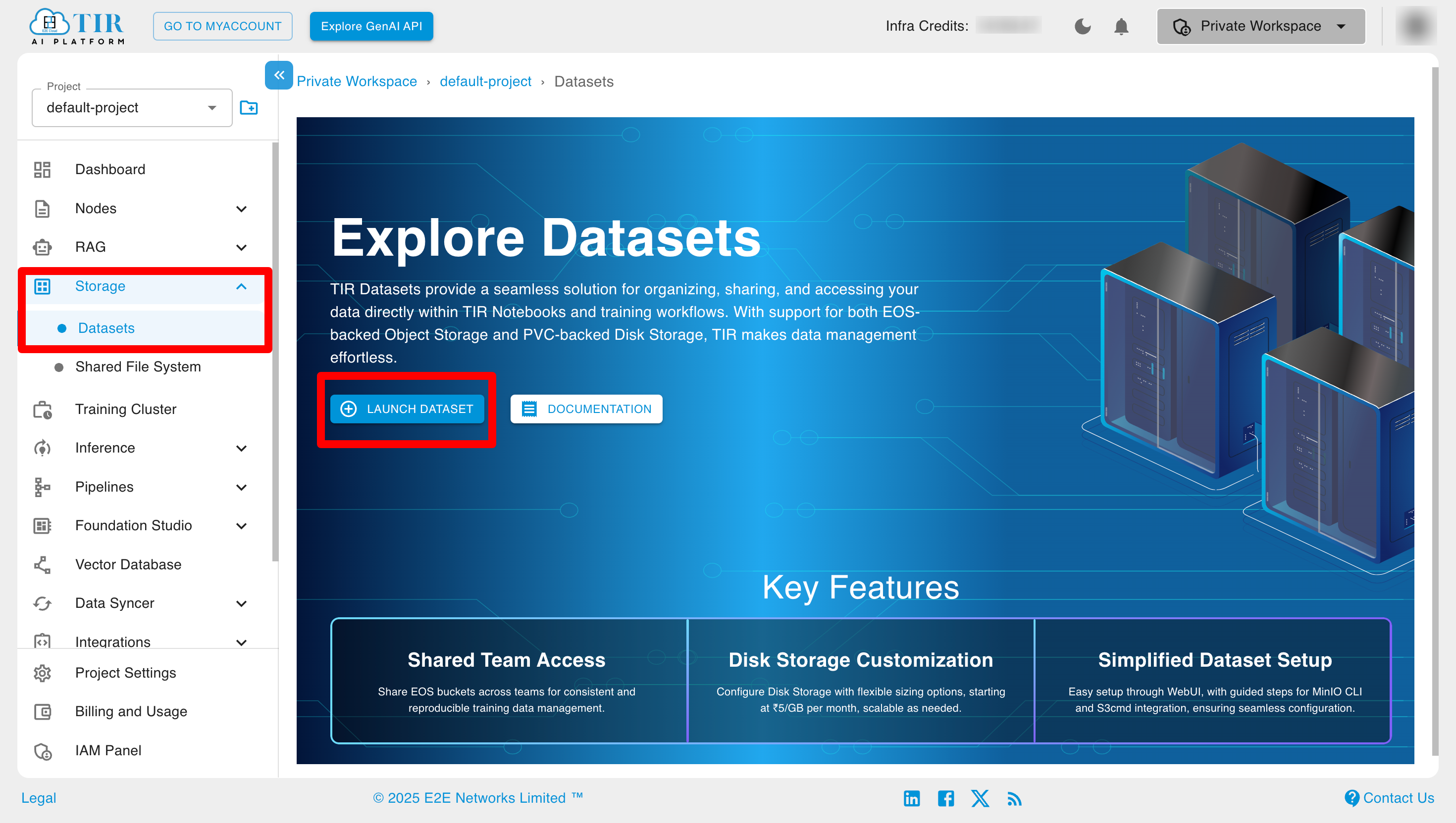 Navigate to the Datasets Section