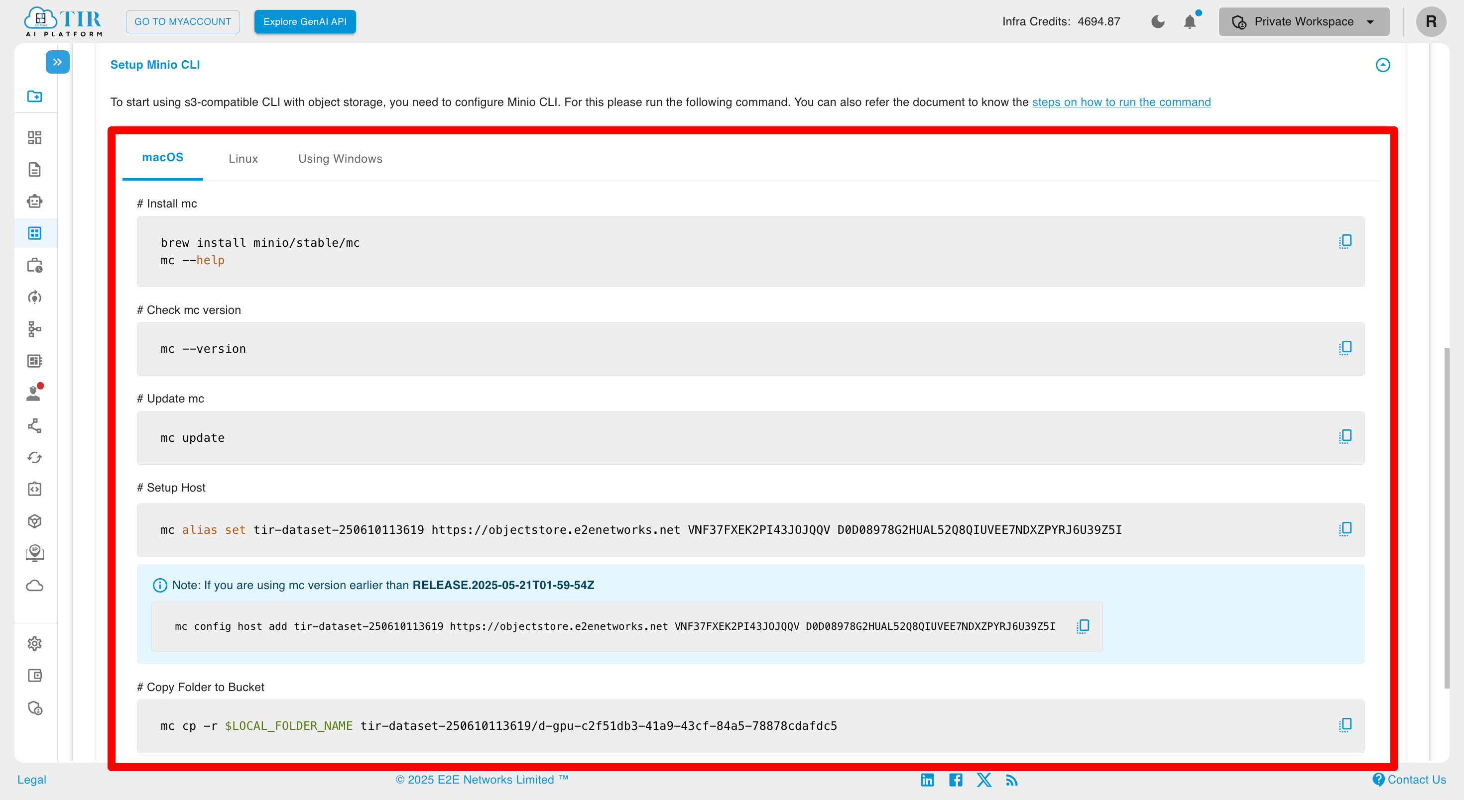 Setup MinIO Client