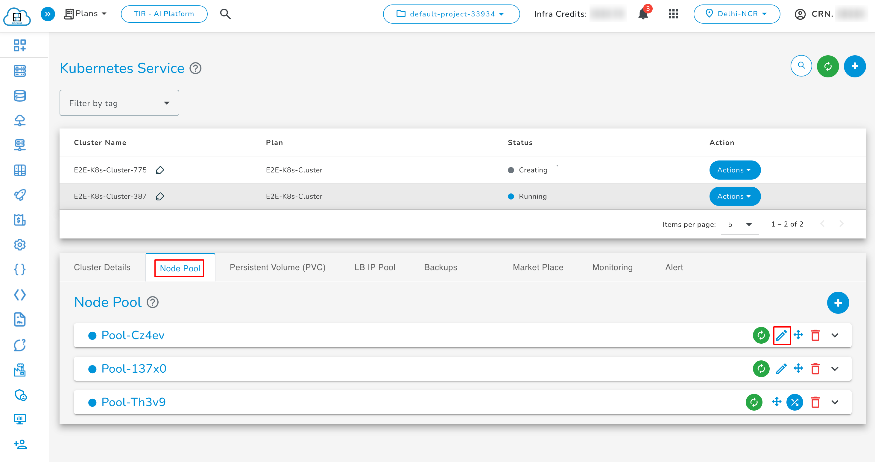 Edit Node Pool