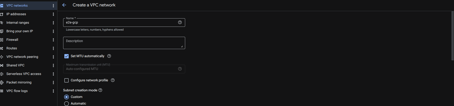VPC Network name