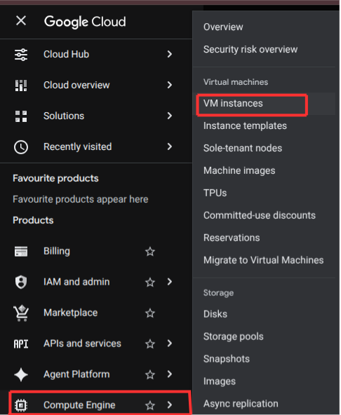 Navigate to VM Instances