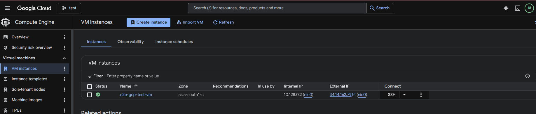 VM running with private IP