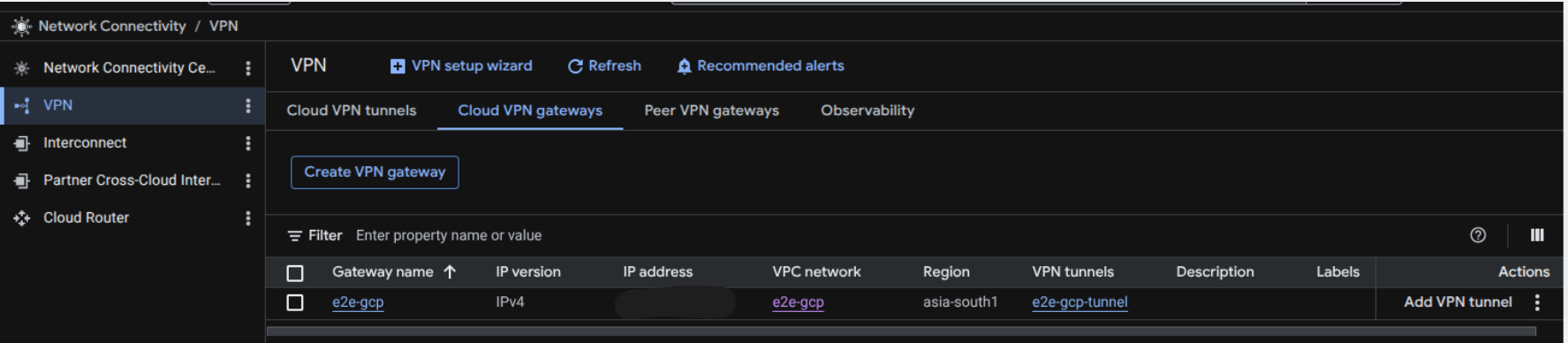 VPN Gateway created