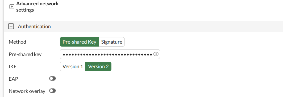 Authentication settings