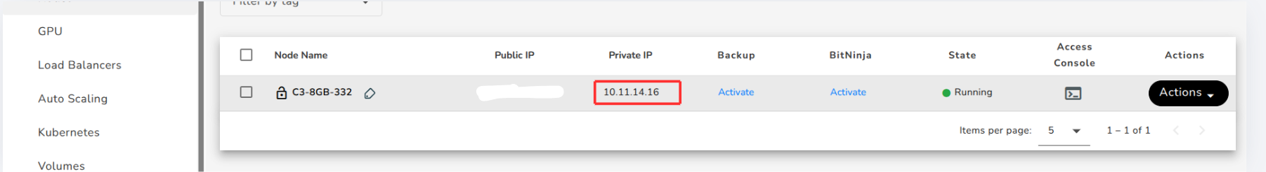 E2E Cloud VM private IP