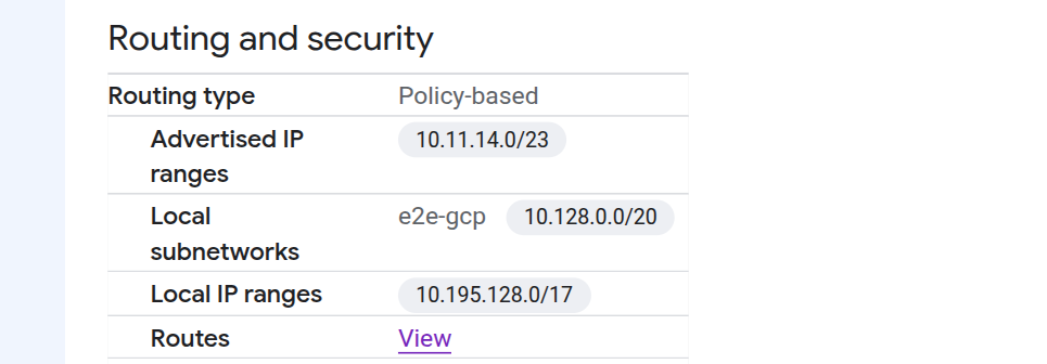 Routing and security — confirmed configuration
