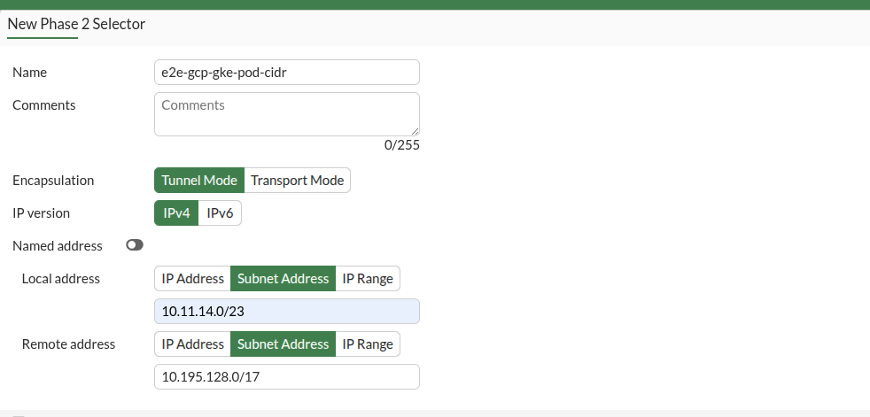 FortiGate — New Phase 2 Selector