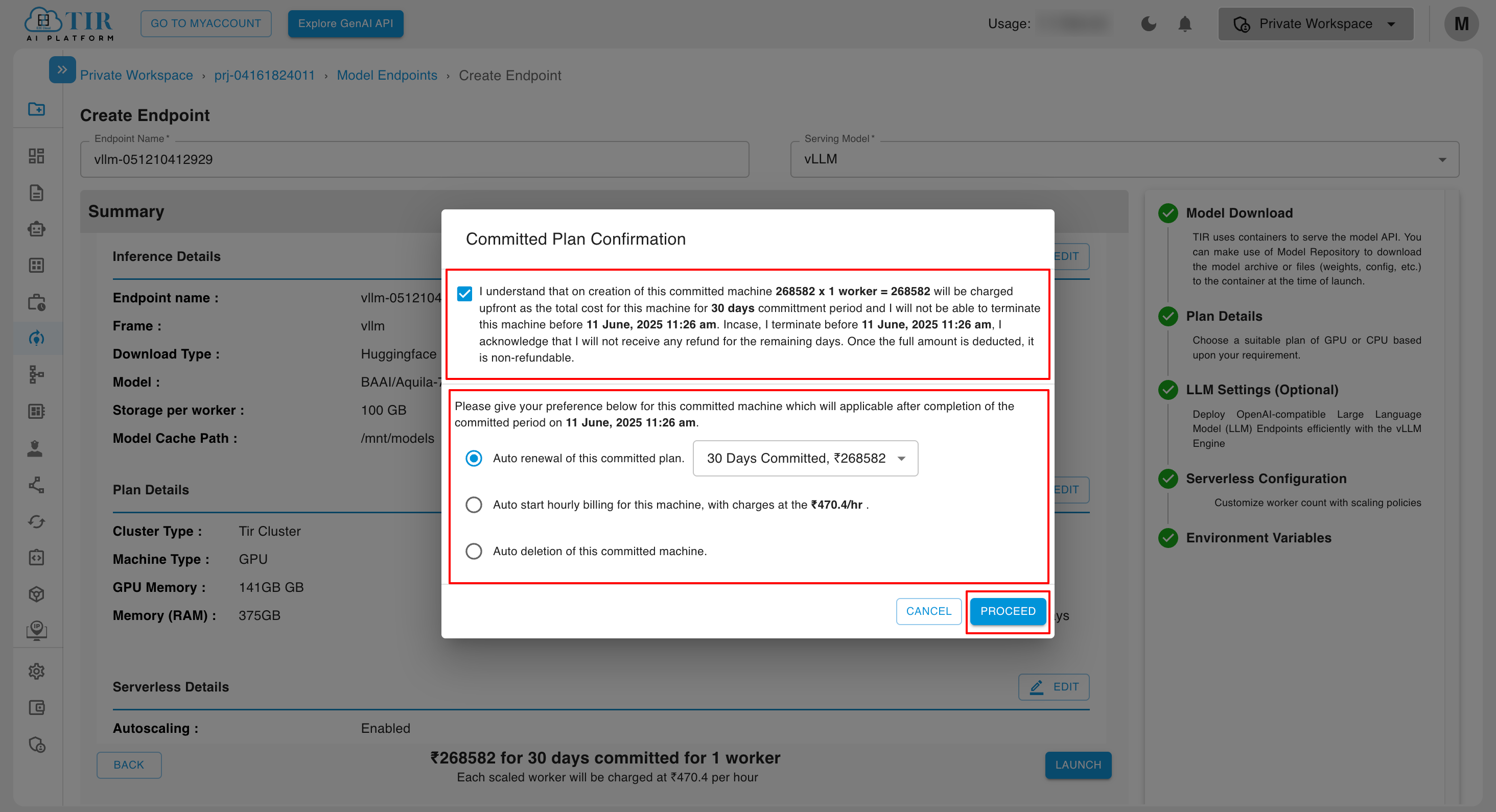 Committed Inference Dialog Box
