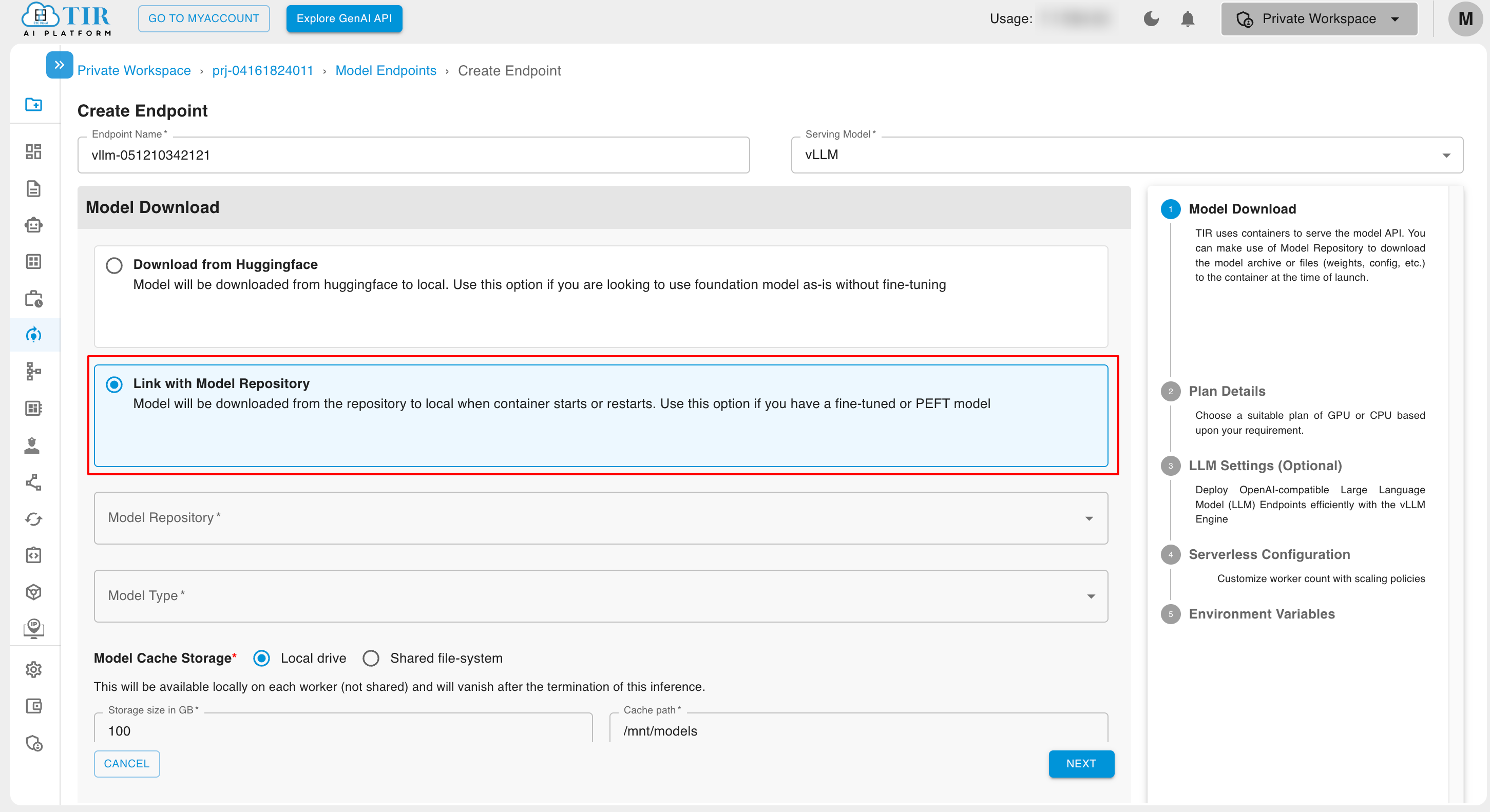 Link with Model Repository