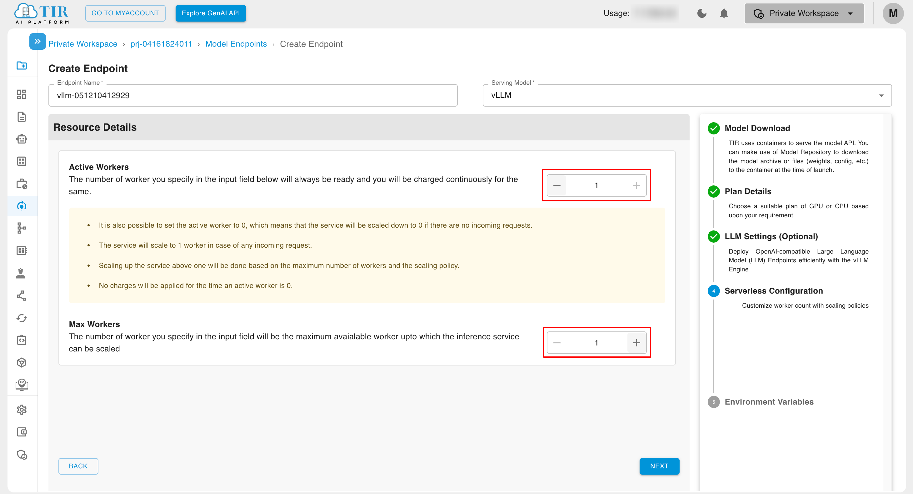 Hourly Billed Serverless Configuration