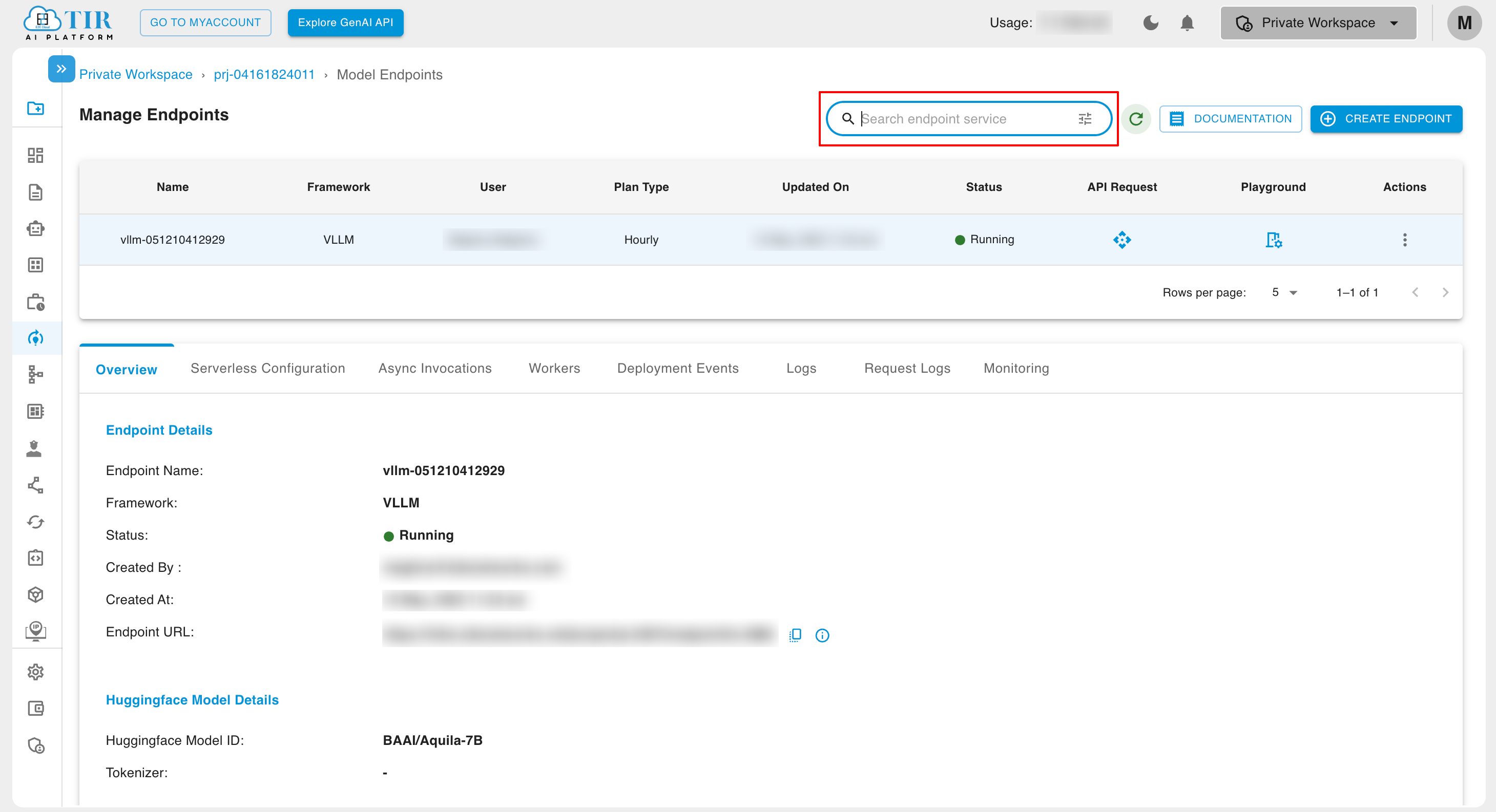 Search Model Endpoint
