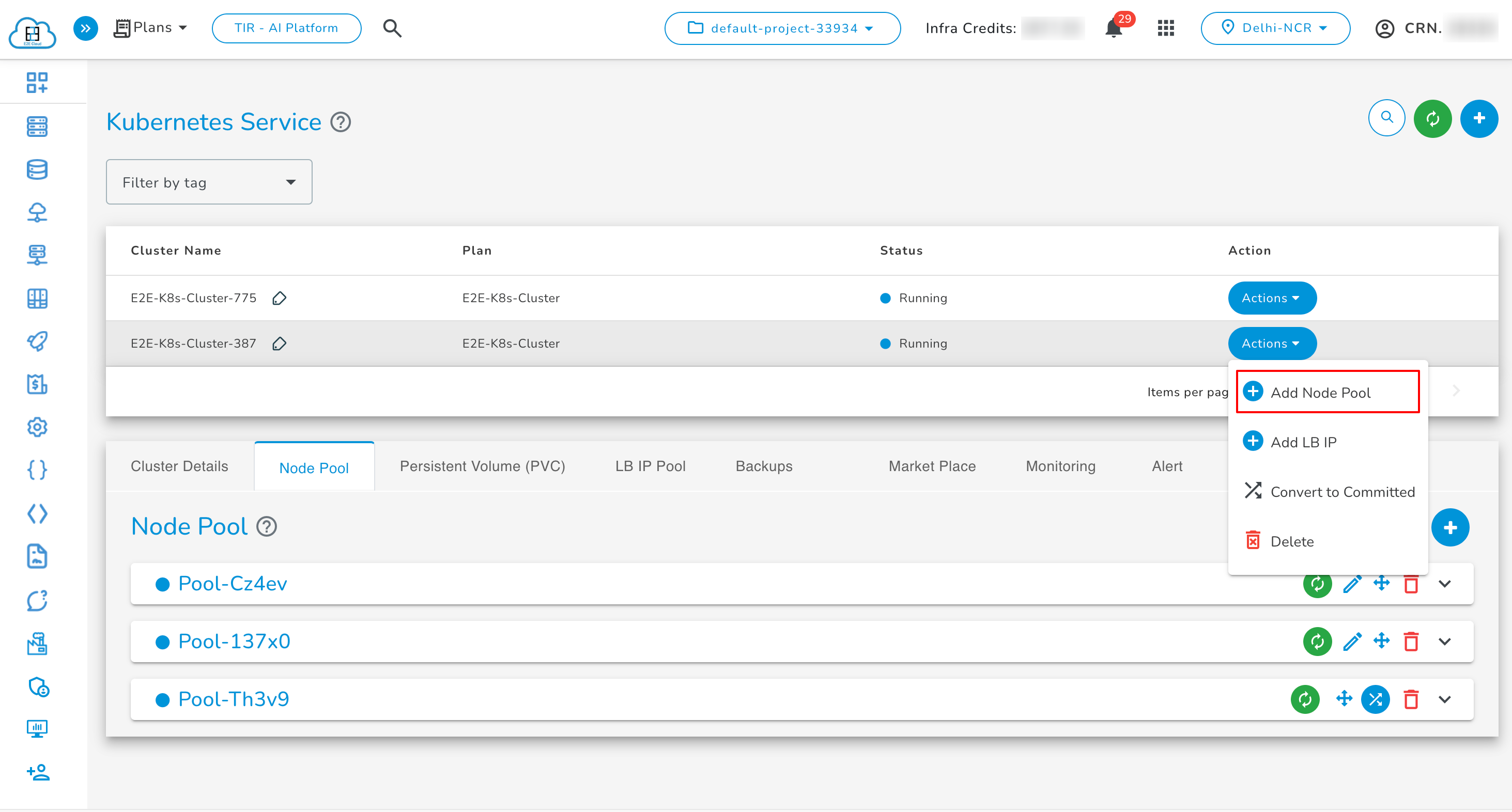 Add Node Pool Action 1
