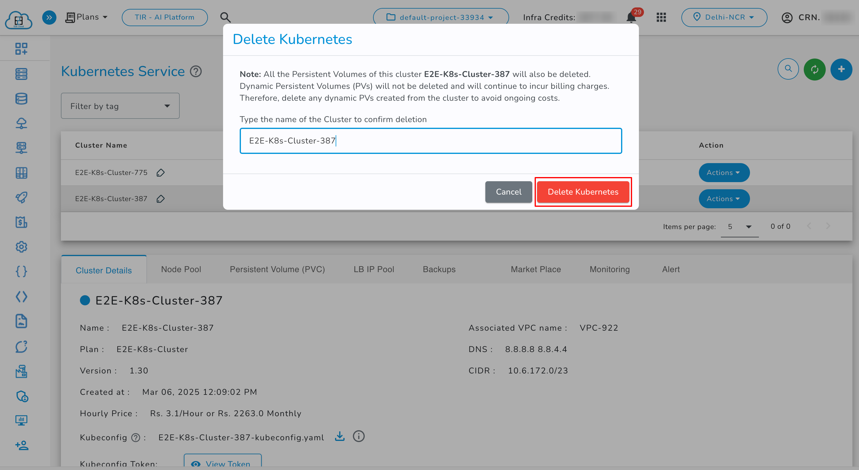 Delete Kubernetes Action 2