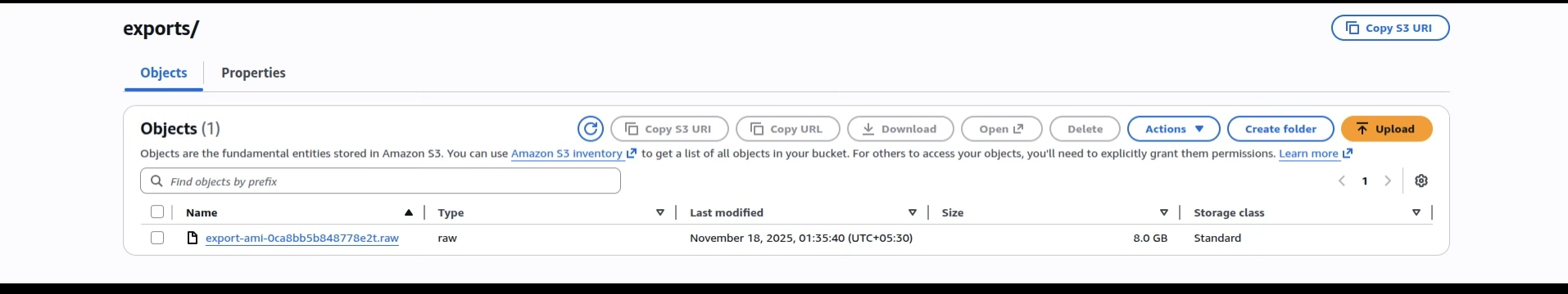 List Exports UI