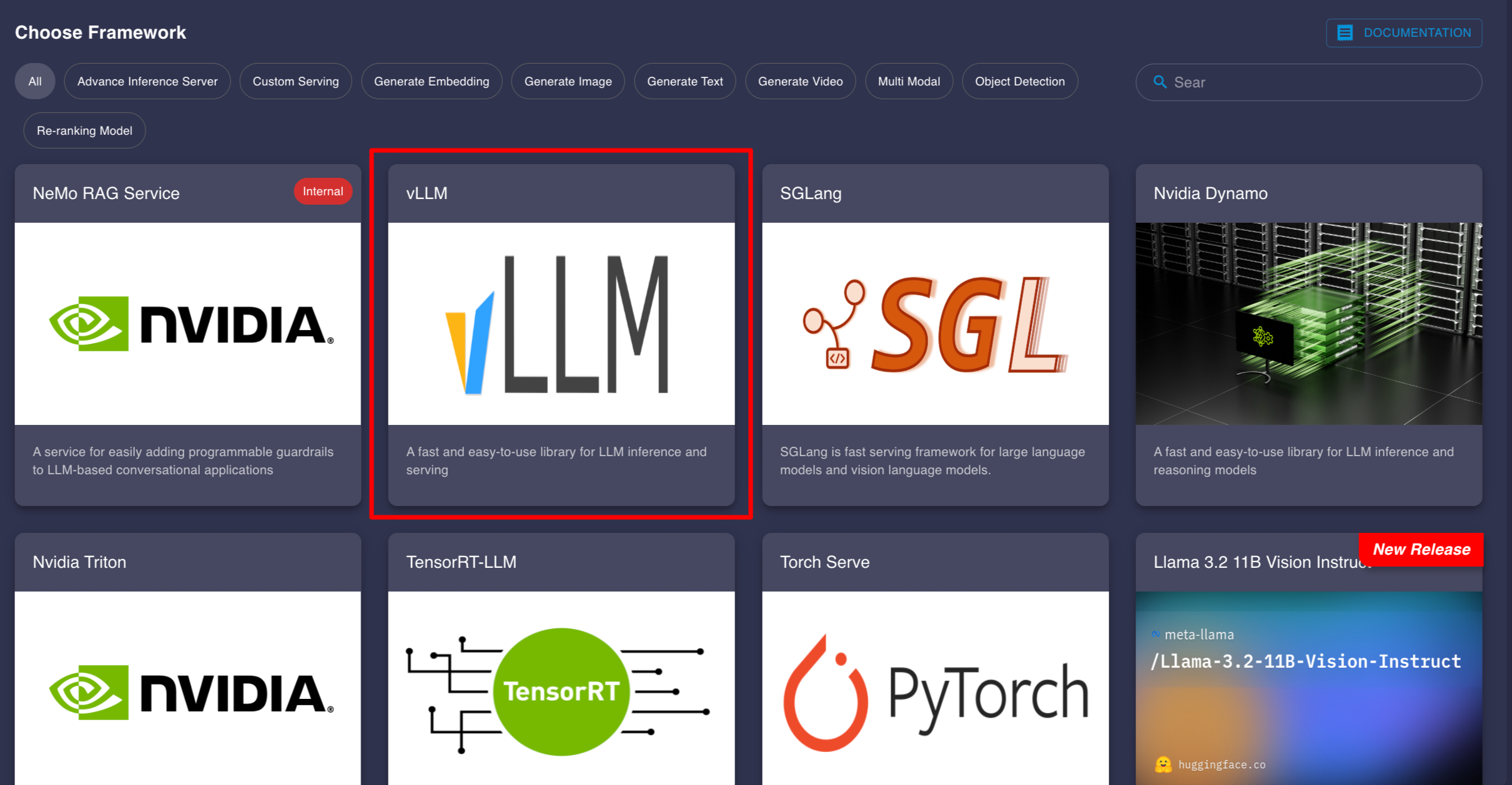 Select vLLM Framework