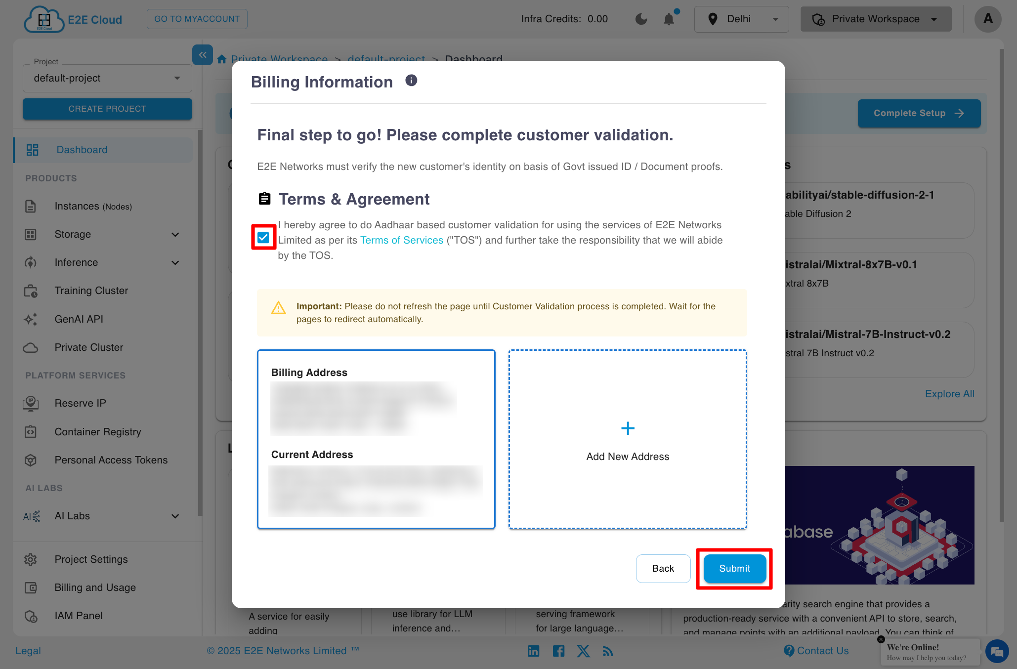 Update Billing Address