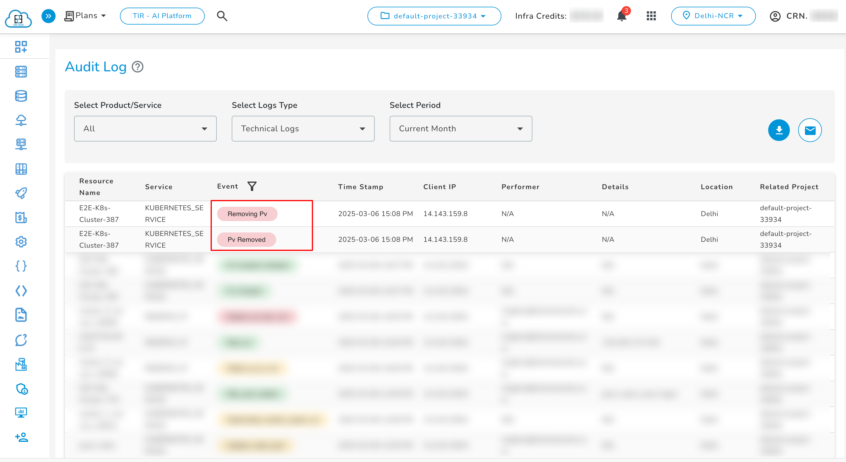 Persistent Volume Deletion Log